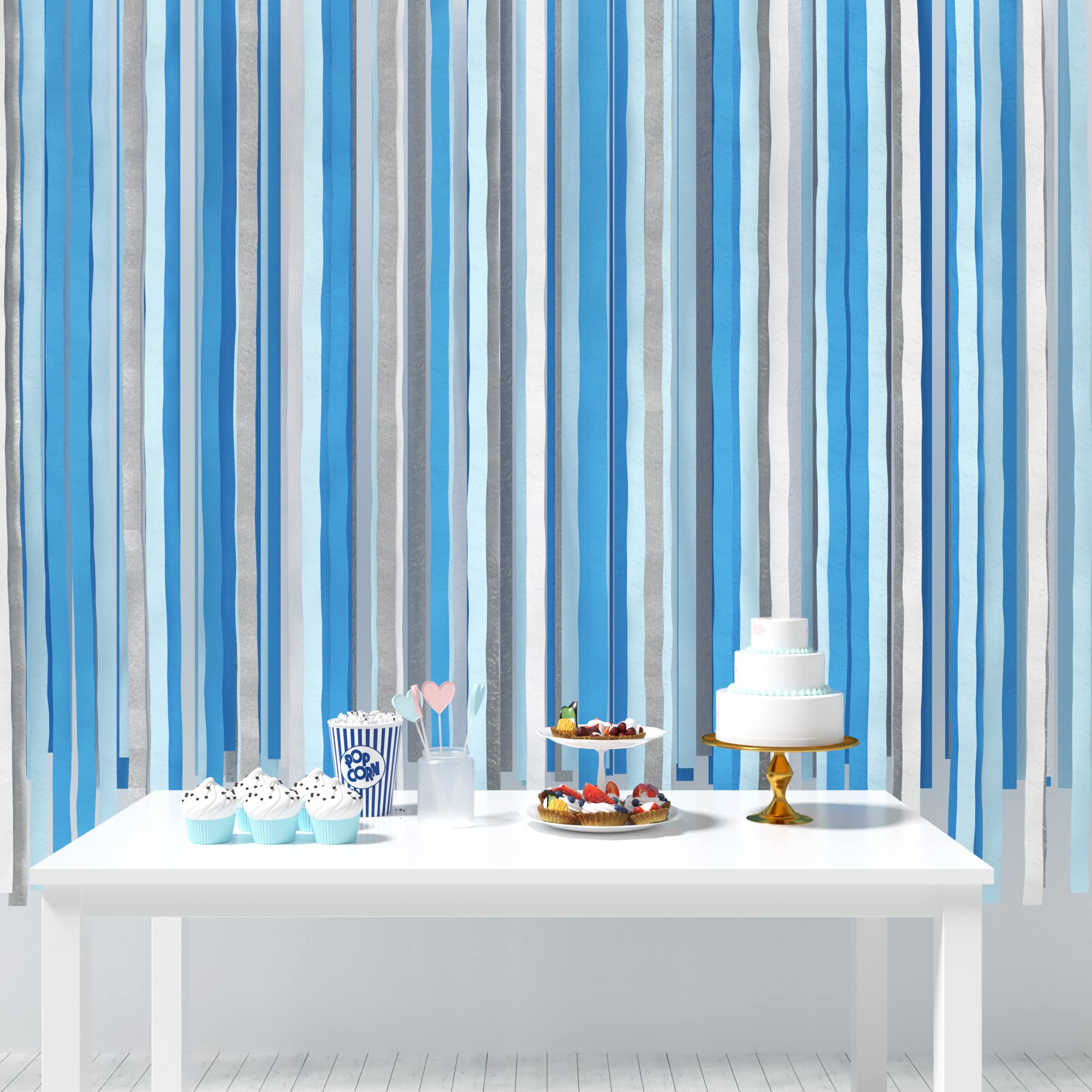 HOUSE OF PARTY Blue Skies Crepe Paper Streamers - 6 Rolls (492ft Total) 1.8