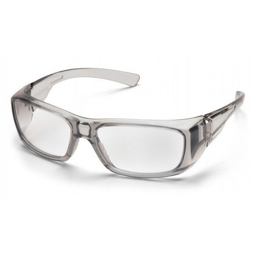 Pyramex SG7910DRX Safety Glasses - Gray Frame with Clear Lens, Rxable & ANSI Z87.1 Certified for Eye Protection - Perfect for Construction, Woodworking & DIY Projects