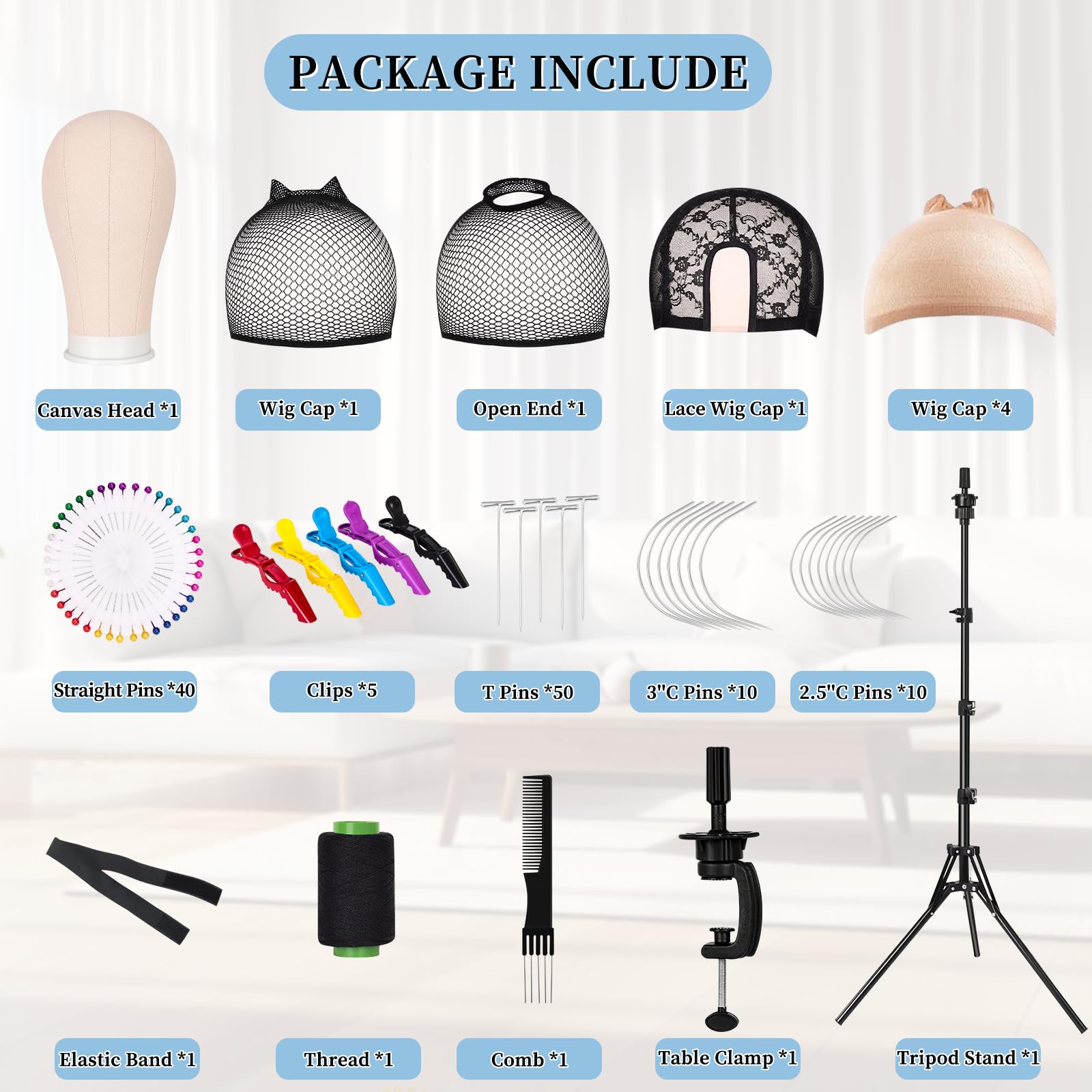 63In Wig Stand Tripod with 23In Mannequin Head - Adjustable Professional Wig Display Stand for Styling, Washing & Storage - Perfect for Salon, Home & Cosplay Use