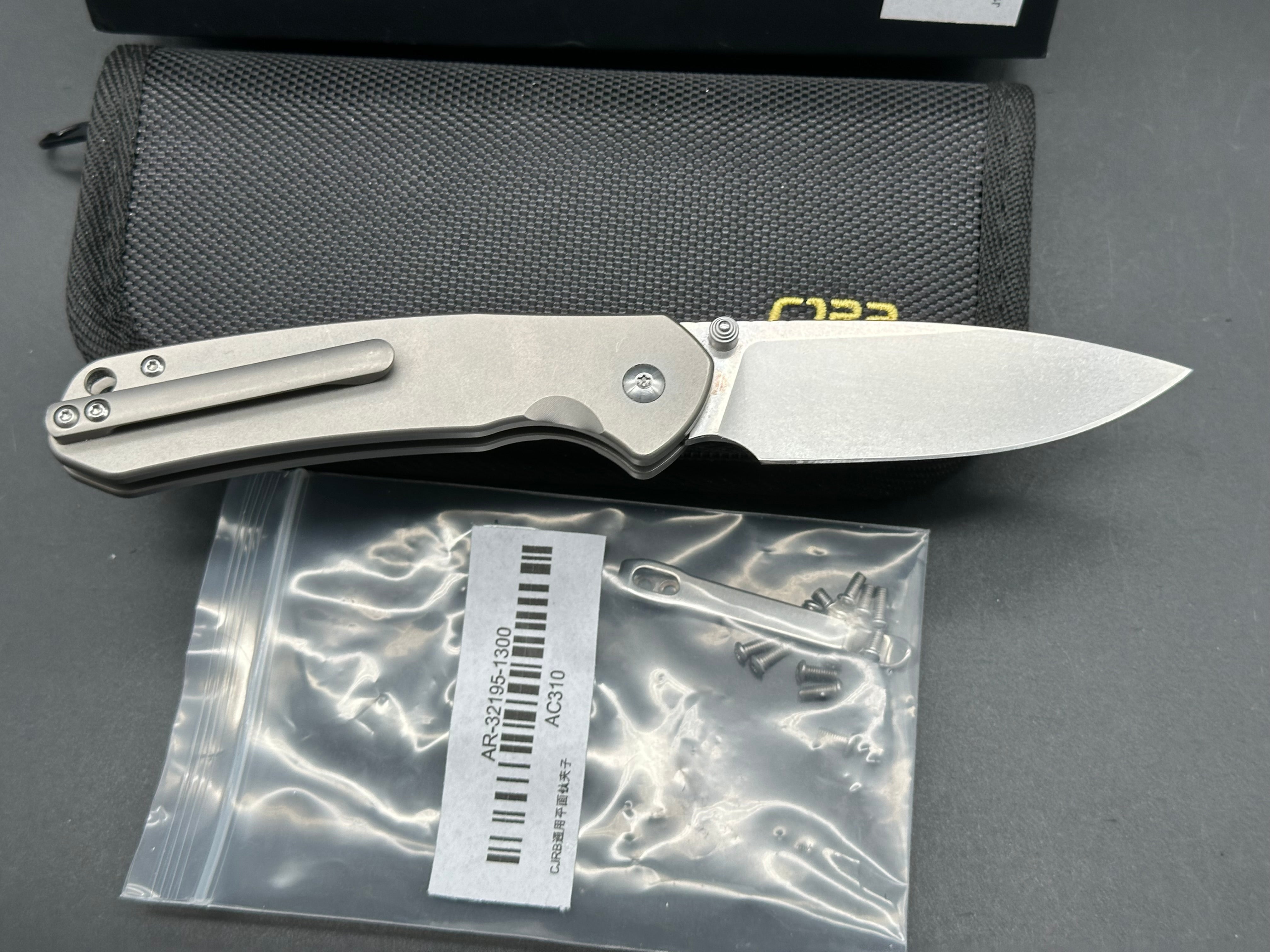 CJRB Pyrite Titanium Clip Folding Pocket Knife - EDC, Outdoor, Camping & Everyday Carry Knife