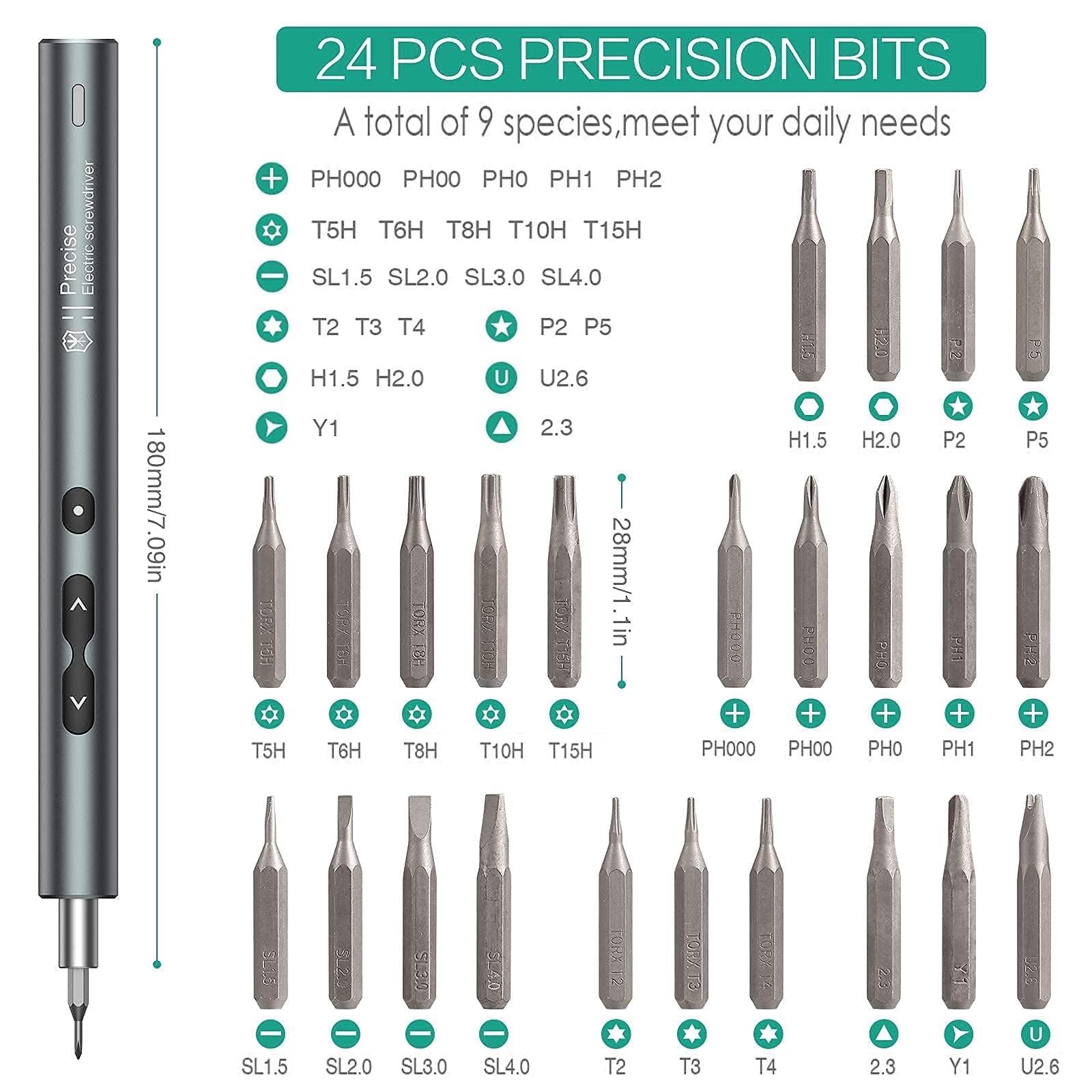 ORIA 28-in-1 Rechargeable Electric Screwdriver Set - Precision Mini Screwdriver Kit with Type-C Charging for Smartphone, PC, Laptop, Toy Repair | Ideal for DIY Projects & Home Electronics Maintenance