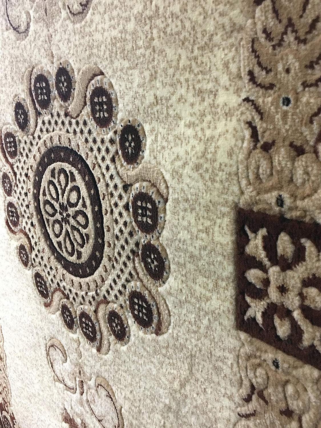 Handmade Traditional Persian Area Rug - Ivory, Brown & Beige Oriental Carpet with King Design (8'x10'6