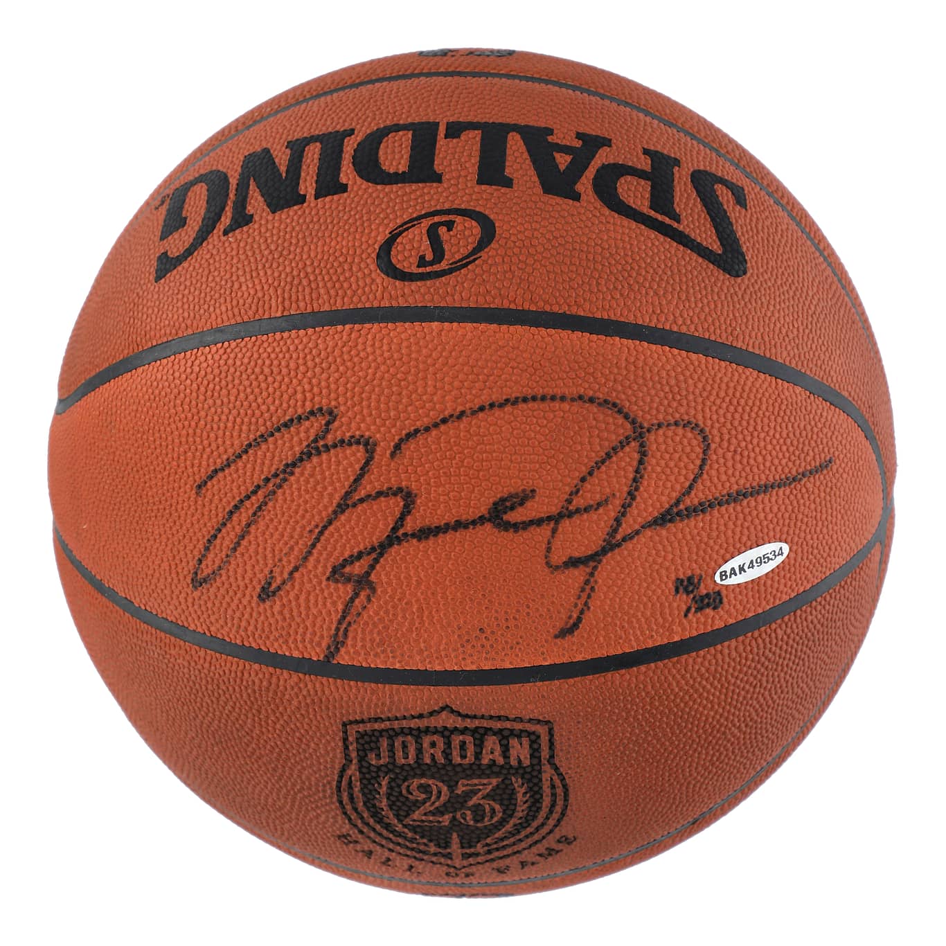 Michael Jordan Signed Chicago Bulls NBA Spalding Basketball with HOF Logo - Limited Edition 223/223 UDA Certified - Perfect for Sports Memorabilia Collectors & Basketball Fans Display