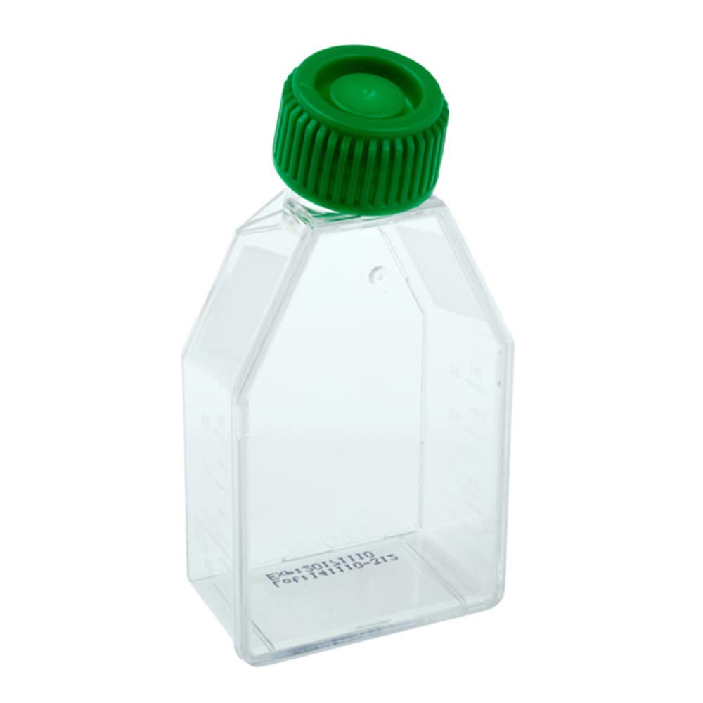 Celltreat 229330 Sterile Tissue Culture Treated Flask with Plug Seal Cap - 250mL Capacity, 25cm2 Surface Area (Case of 200) - Ideal for Cell Culture, Microbiology Research & Laboratory Applications