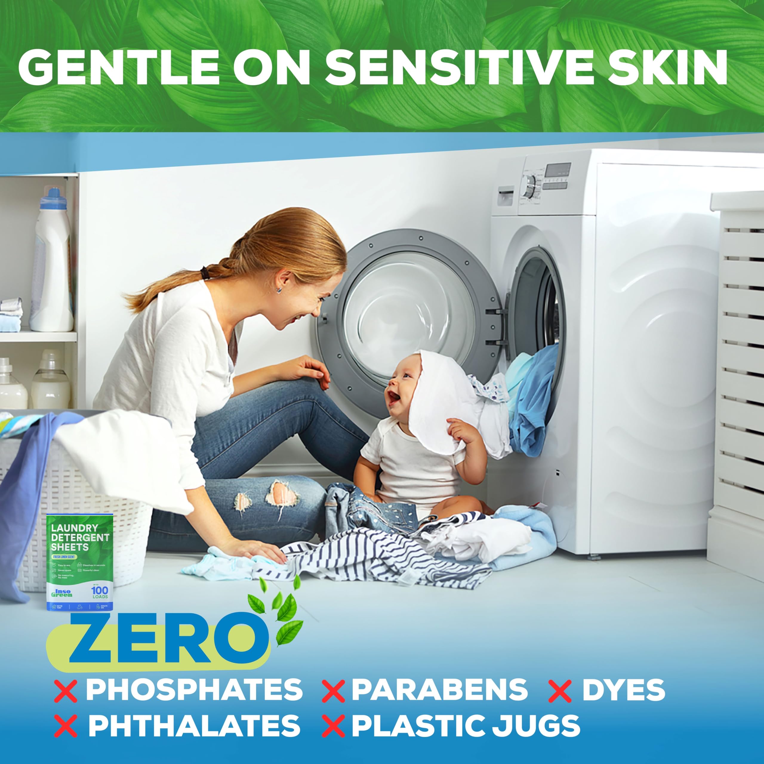 Eco-Friendly Laundry Detergent Sheets – 100 Loads | Plastic-Free, Space-Saving & Travel-Friendly Laundry Strips | No Mess, Zero Waste | Perfect for Home, Travel & Small Spaces