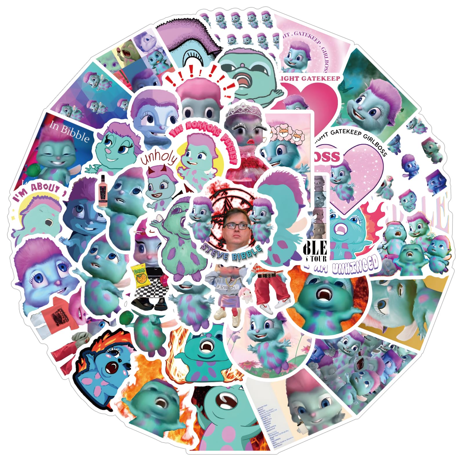 61Pcs Aesthetic Cartoon Stickers Pack - Waterproof Vinyl Decals for Water Bottles, Laptops, Phones, Skateboards | Halloween Decorations, Journaling Supplies, Cute Gifts for Kids, Teens & Adults - Perfect for DIY Crafts, School Projects & Party Favors