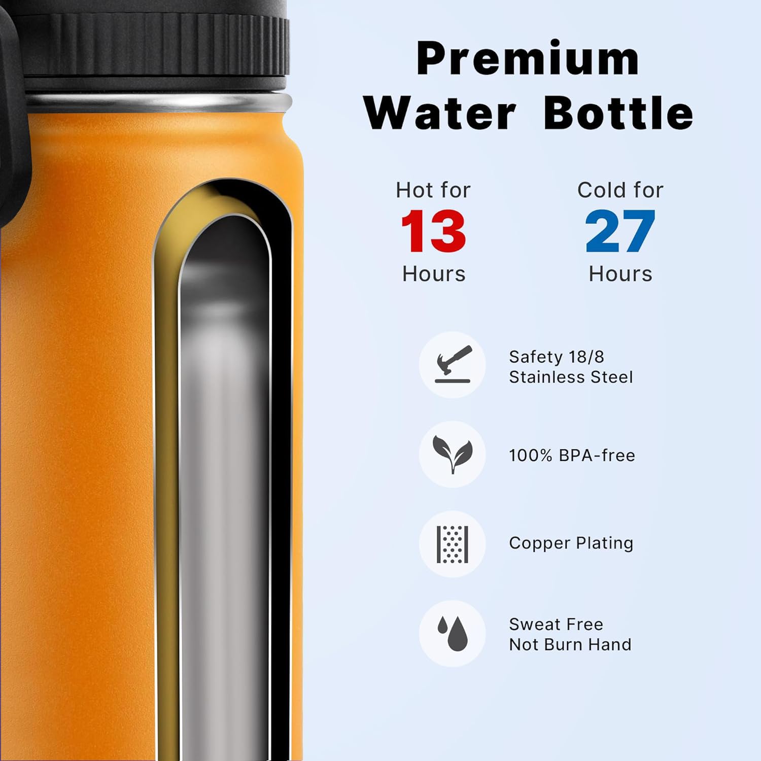 KOODEE 16 oz Stainless Steel Insulated Water Bottle with Straw - 2 Pack BPA Free Reusable Metal Bottles for Women & Girls (Apple Green & Mango Yellow) - Perfect for School, Gym, Hiking & Outdoor Activities