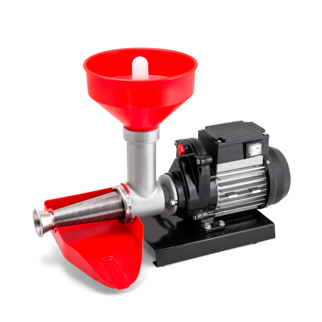 Nella Tomato Squeezer with Plastic Funnel & Drip Tray - 110 RPM, 0.3 HP, 115V Electric Tomato Press for Homemade Sauce, Juice & Canning - Perfect for Italian Cooking, Salsa Making & Farm Fresh Tomatoes