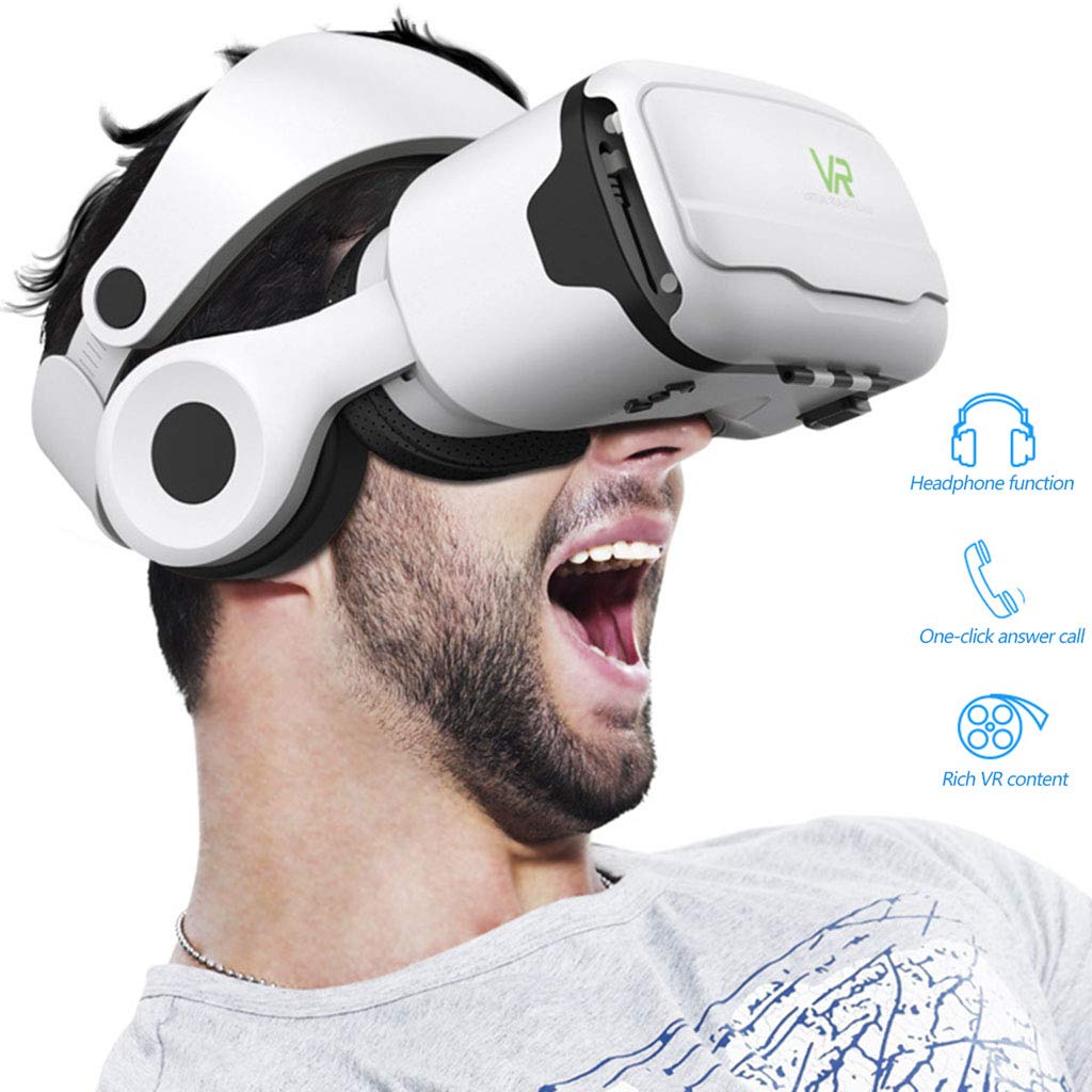 LTLJX VR Headset with Built-in Headphones - 97° FOV Virtual Reality Glasses for 3D Movies & Gaming, Compatible with 4.7-6.53