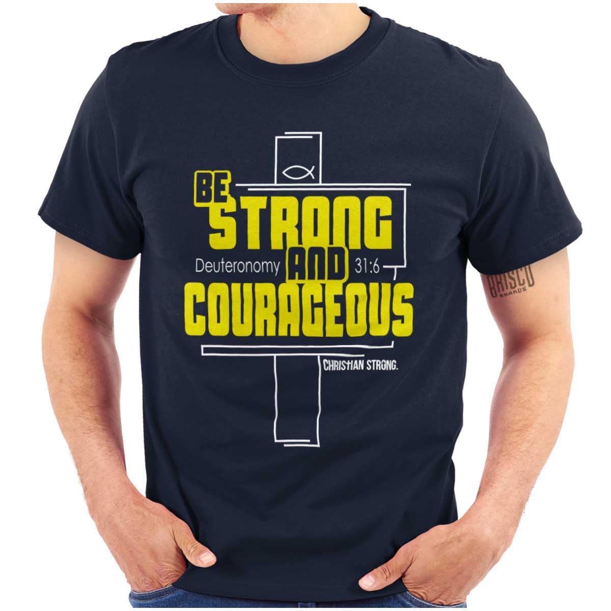 Strong Courageous Christian Faith Graphic T-Shirt for Men & Women - Inspirational Religious Apparel for Church, Bible Study & Daily Wear