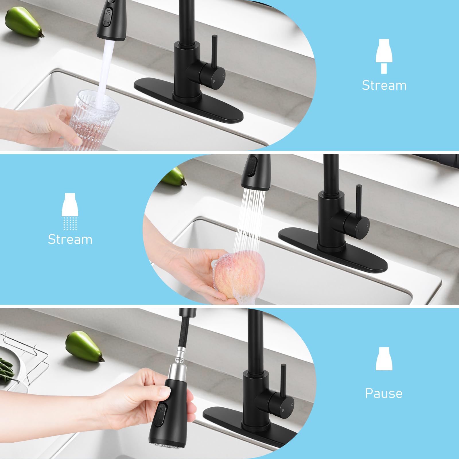 Smart Touch Kitchen Faucet with Pull-Down Sprayer - Stainless Steel High Arc for Home & RV