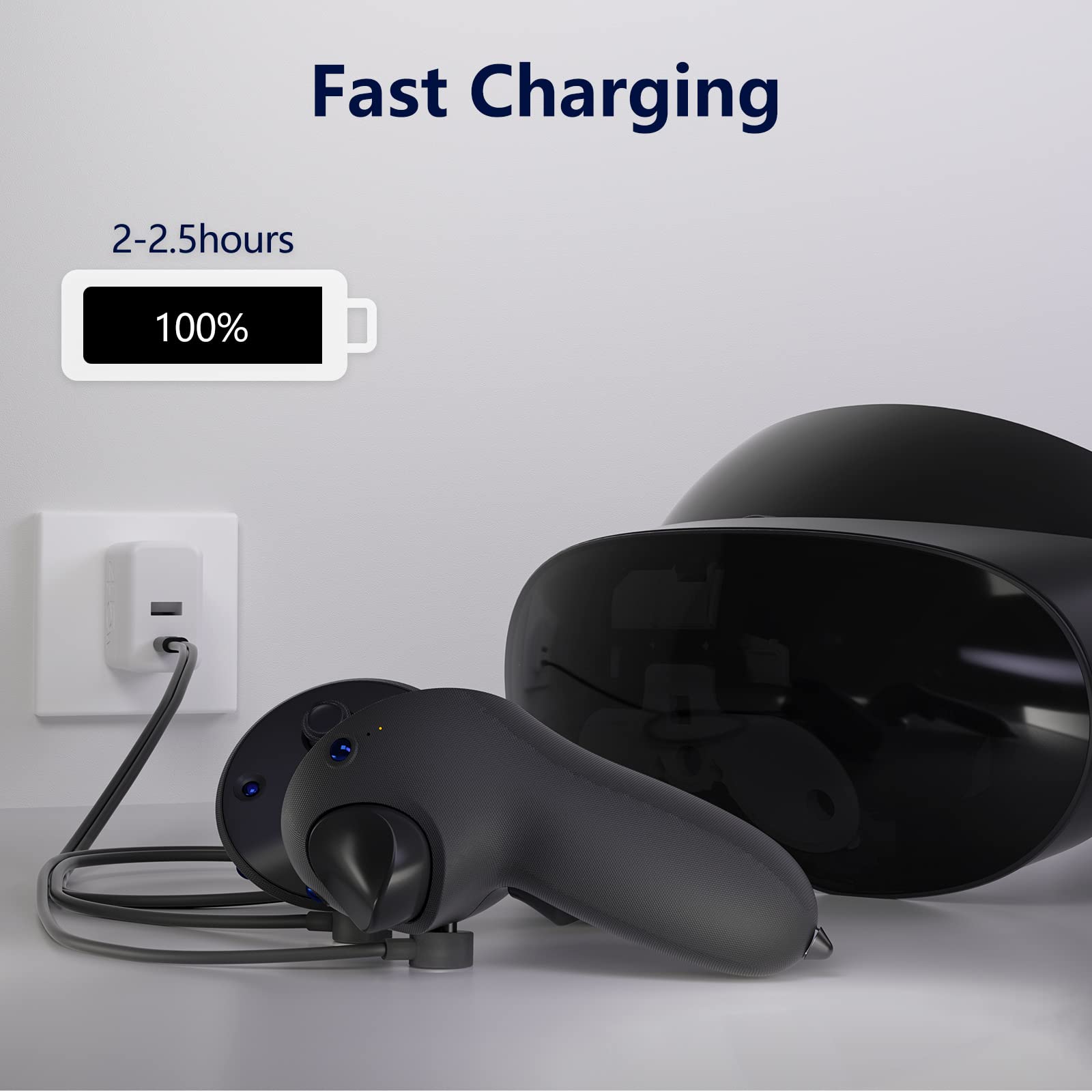 2-in-1 Charging Cable for Meta Quest Pro Controllers | Durable & Safe Dual USB-C Cable | Fast Simultaneous Charging | Compatible with Quest Pro Accessories & Protective Cases | Perfect for VR Gaming & Travel Charging