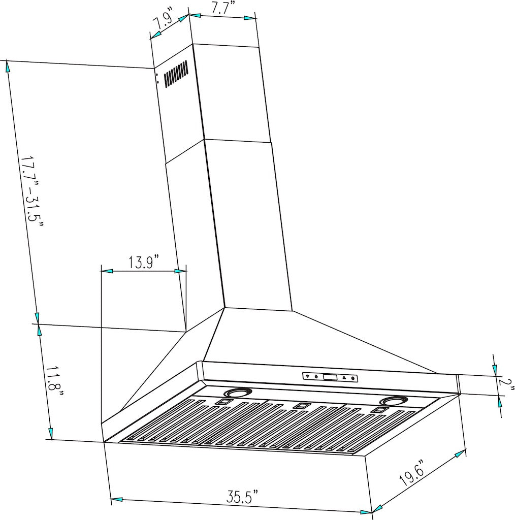 Empava 36 Inch Stainless Steel Ducted Wall Mount Range Hood - Powerful Kitchen Ventilation for Smoke & Odor Removal (Model 36RH04) - Perfect for Modern Home Cooking & Grilling