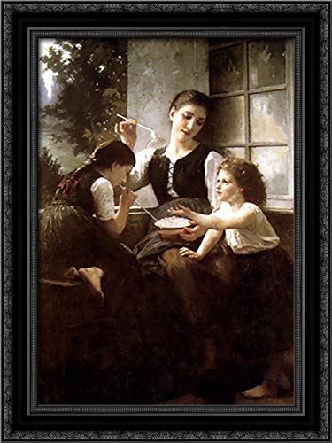 Bubbles 18x24 Black Ornate Wood Framed Canvas Art Print by Elizabeth Jane Gardner Bouguereau - Vintage Wall Decor for Living Room, Bedroom & Office
