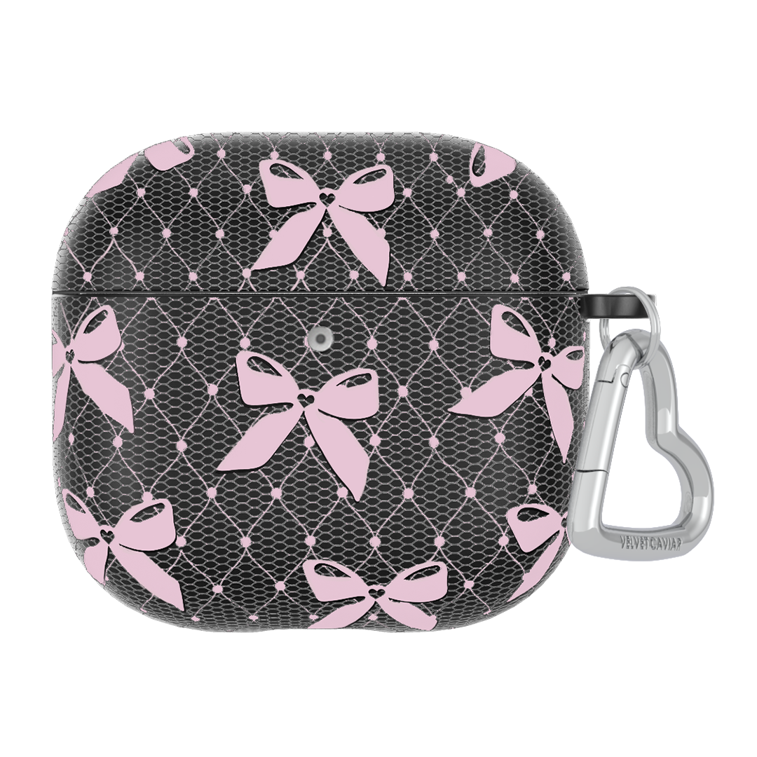 Elegant Lacy Pink Bow AirPods Case - Cute & Protective Cover for AirPods 1/2/3/Pro - Perfect Gift for Women & Girls, Ideal for Daily Use, Travel & Fashion Accessories