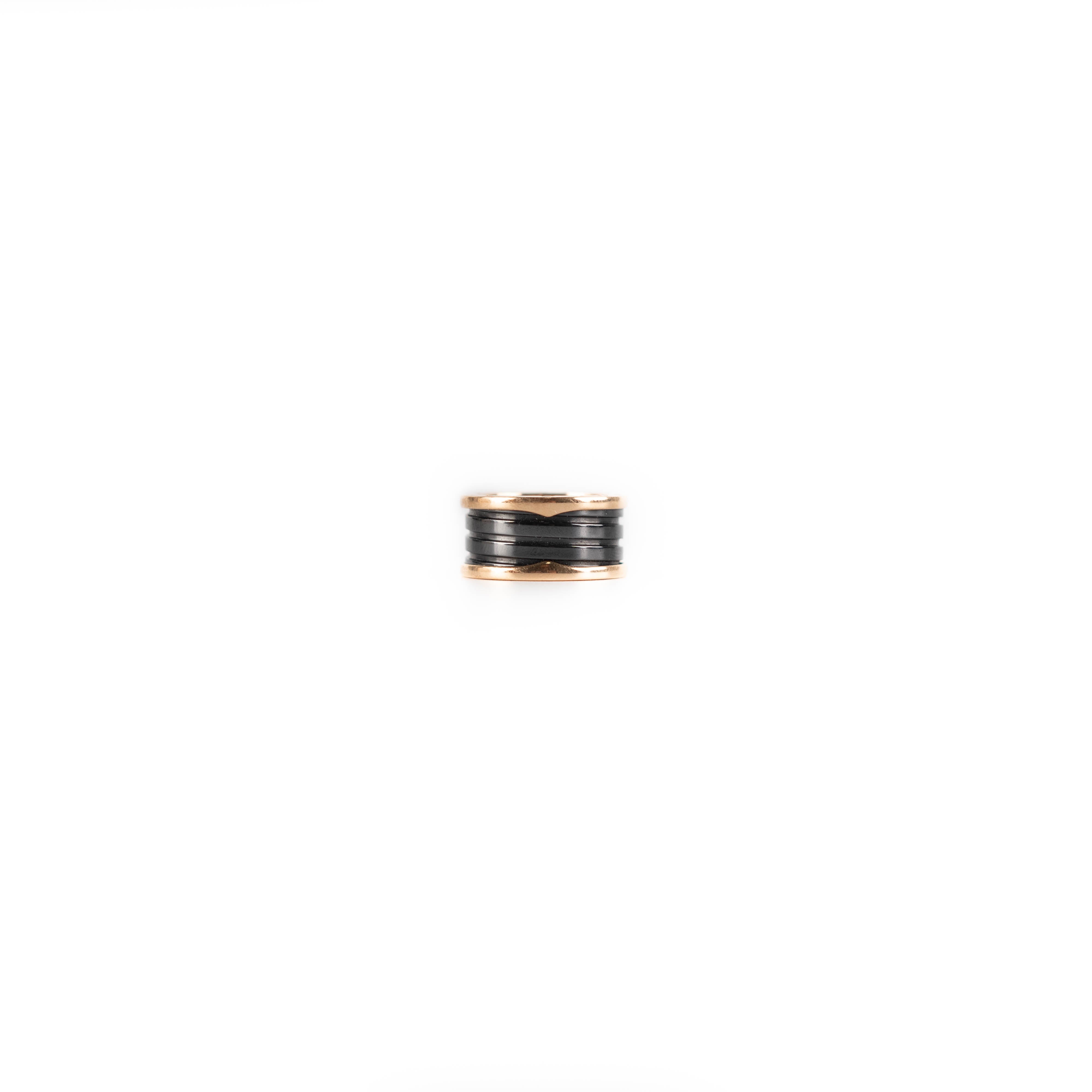 Bvlgari Bzero1 Rose Gold & Ceramic Ring - Luxury Jewelry for Women, Elegant Gift for Her - Perfect for Weddings, Anniversaries & Special Occasions