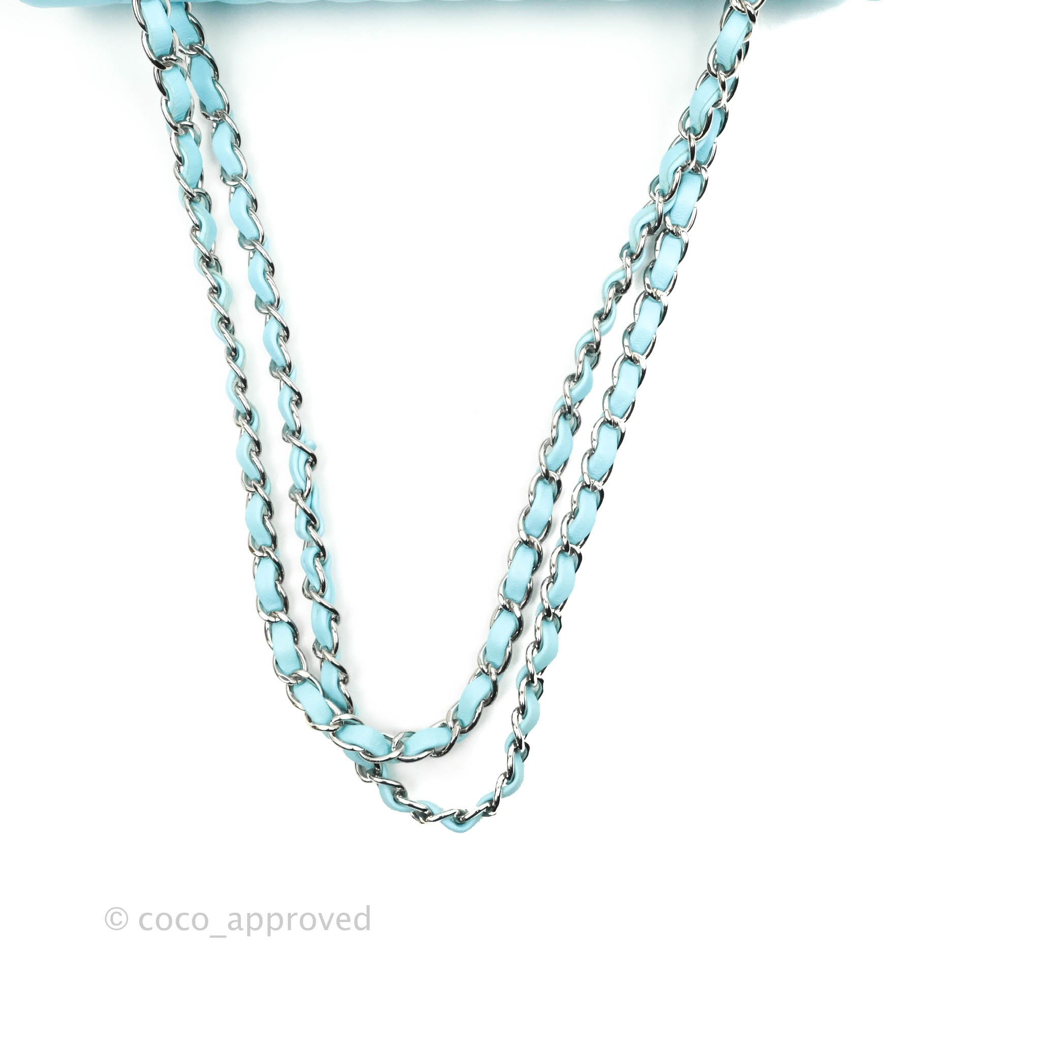 Chanel Classic Medium Double Flap Bag in Tiffany Neon Blue Lambskin with Silver Hardware 21S Collection - Perfect for Evening Events & Luxury Fashion Accessories