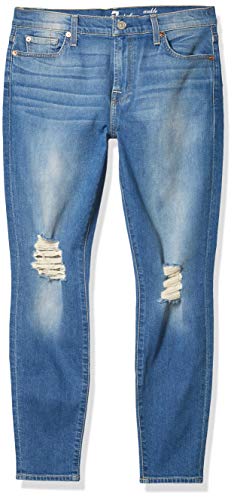 7 For All Mankind Women's Skinny Distressed Destroyed Jeans - High Waist Ankle Pants for Casual Wear & Night Out | Vintage Denim Fashion for Women