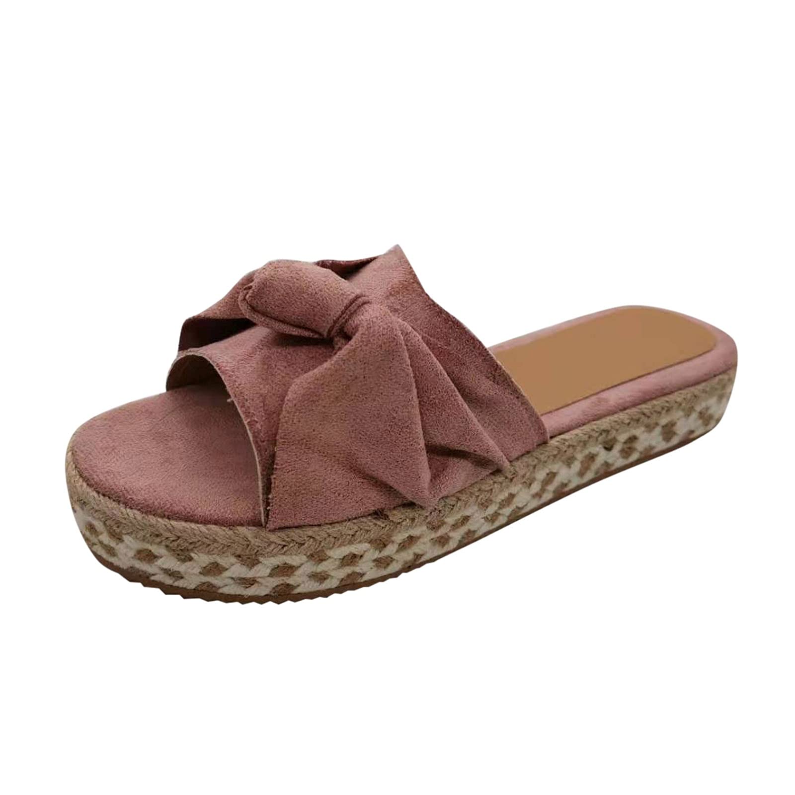 WYBFZTT-188 Women's Fashion Bowknot Platform Wedge Sandals - Pink Size 39 | Comfortable Large Size Slippers & Flip Flops for Women | Perfect for Home, Beach, and Casual Outings