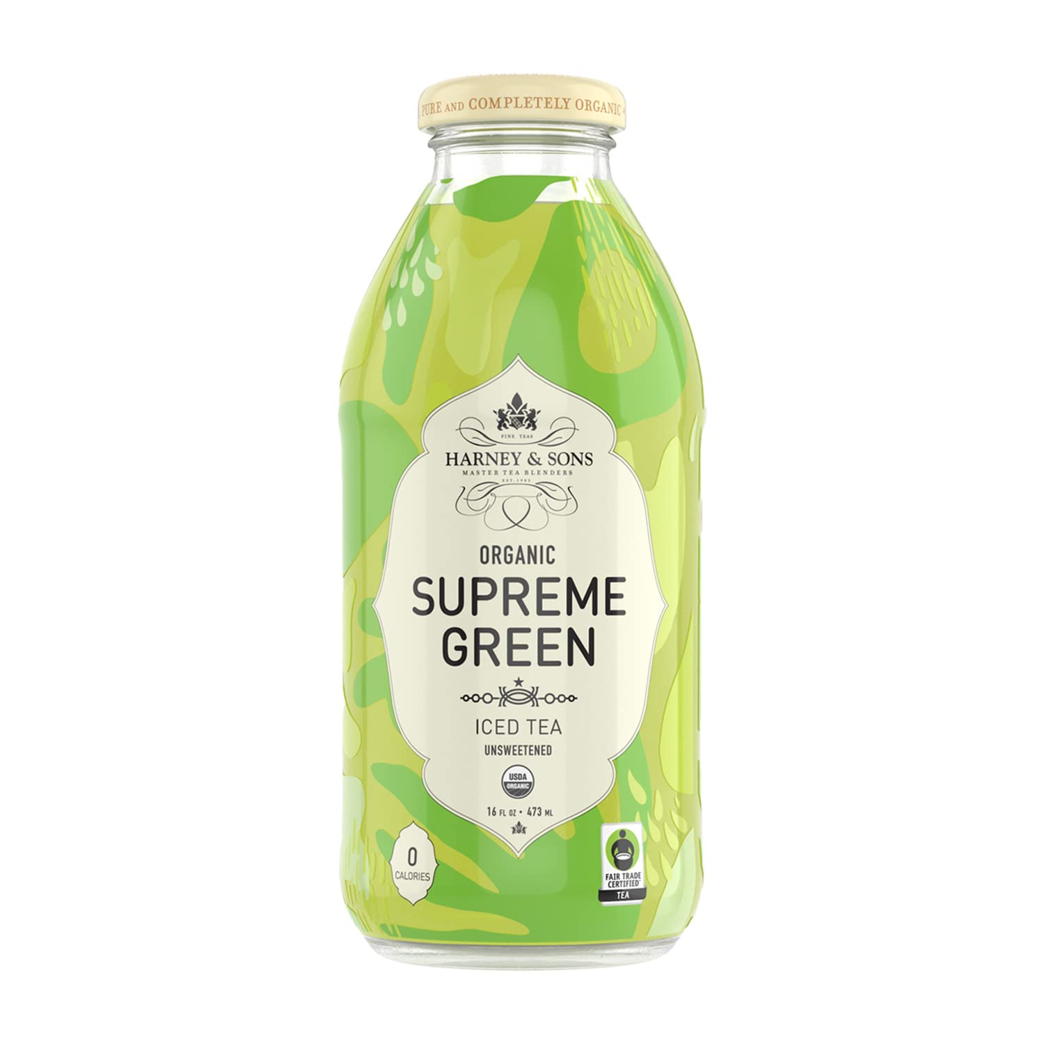 Harney & Sons Organic Supreme Green Unsweetened Iced Tea - 16oz Bottles (Pack of 12) | Refreshing & Healthy Beverage for Home, Office & Outdoor Activities