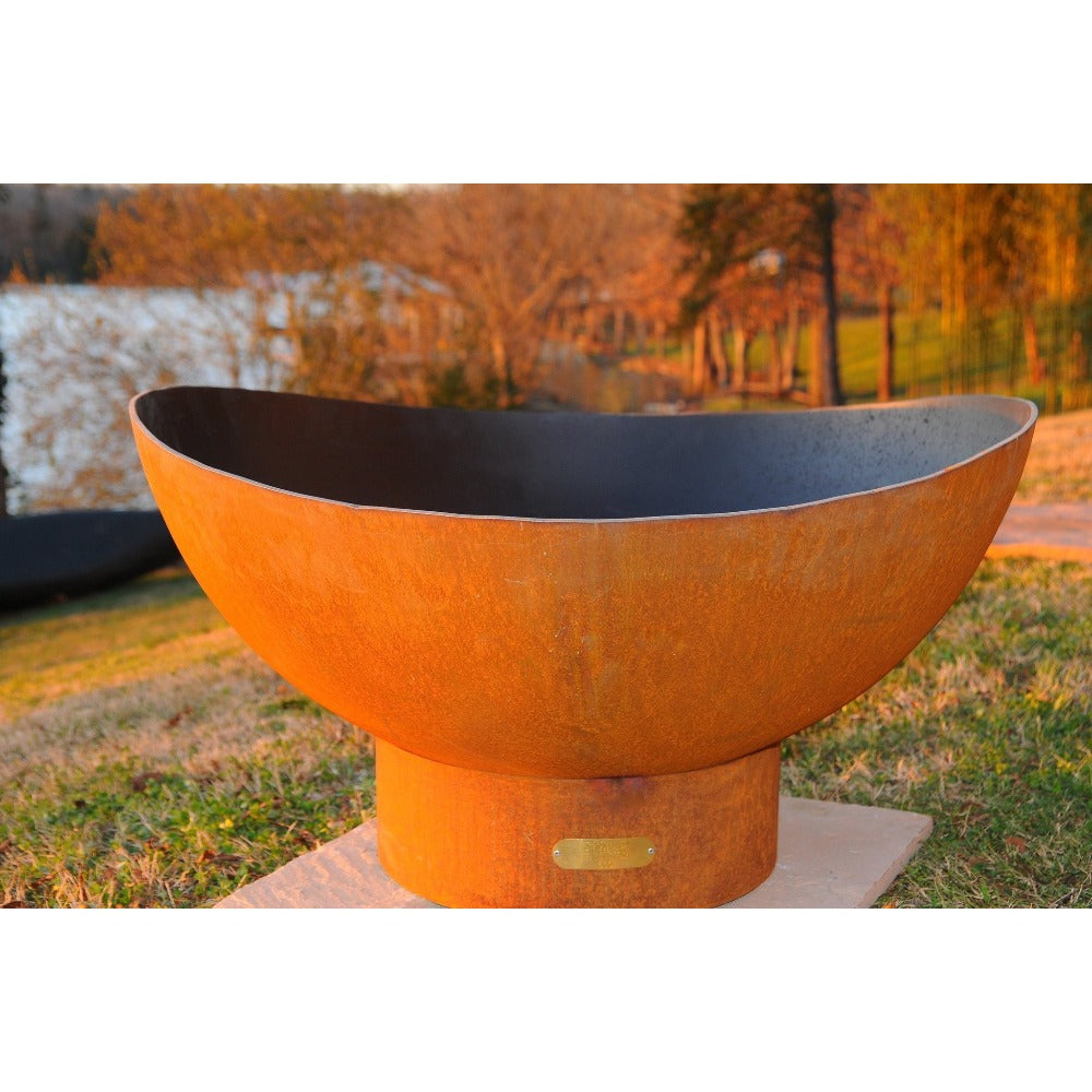 36 Inch Handcrafted Carbon Steel Fire Pit - Scallop Design for Outdoor Patio, Backyard, and Camping Gatherings
