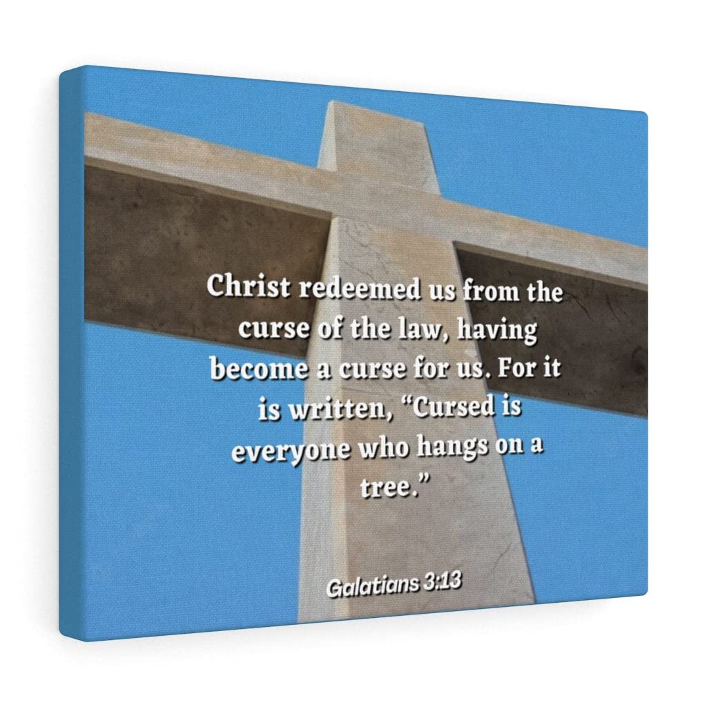 Christian Wall Art with Bible Verse - Galatians 3:13 'Christ Redeemed Us' Scripture Print, Ready to Hang Home Decor for Living Room, Bedroom & Church