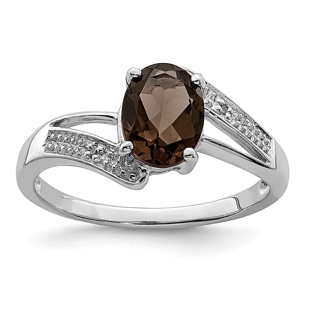 925 Silver Smoky Quartz Diamond Ring for Women - Elegant Jewelry Gift for Her
