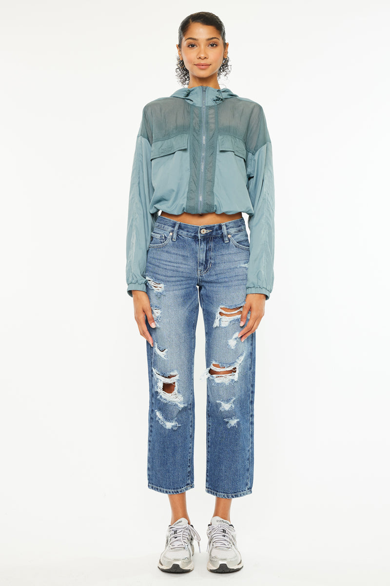 Effy Mid Rise Boyfriend Jeans for Women - Comfortable Stretch Denim Pants with Relaxed Fit | Perfect for Casual Outings, Weekend Wear and Everyday Style