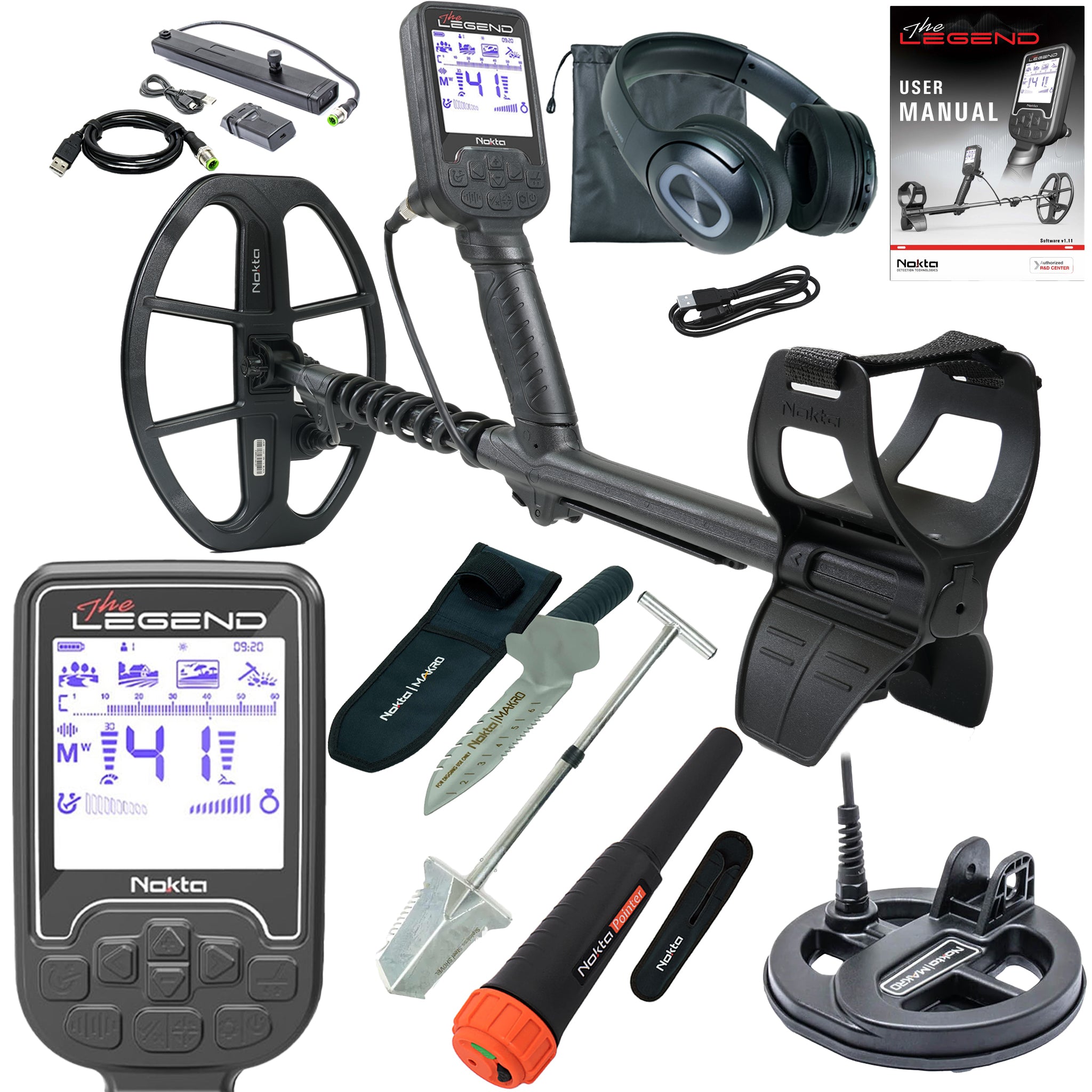 Nokta The Legend SMF Metal Detector Pro Pack with Wireless Headphones & LG30 12x9 Coil - Professional Metal Detecting Kit for Treasure Hunting, Beach Searching & Outdoor Adventures