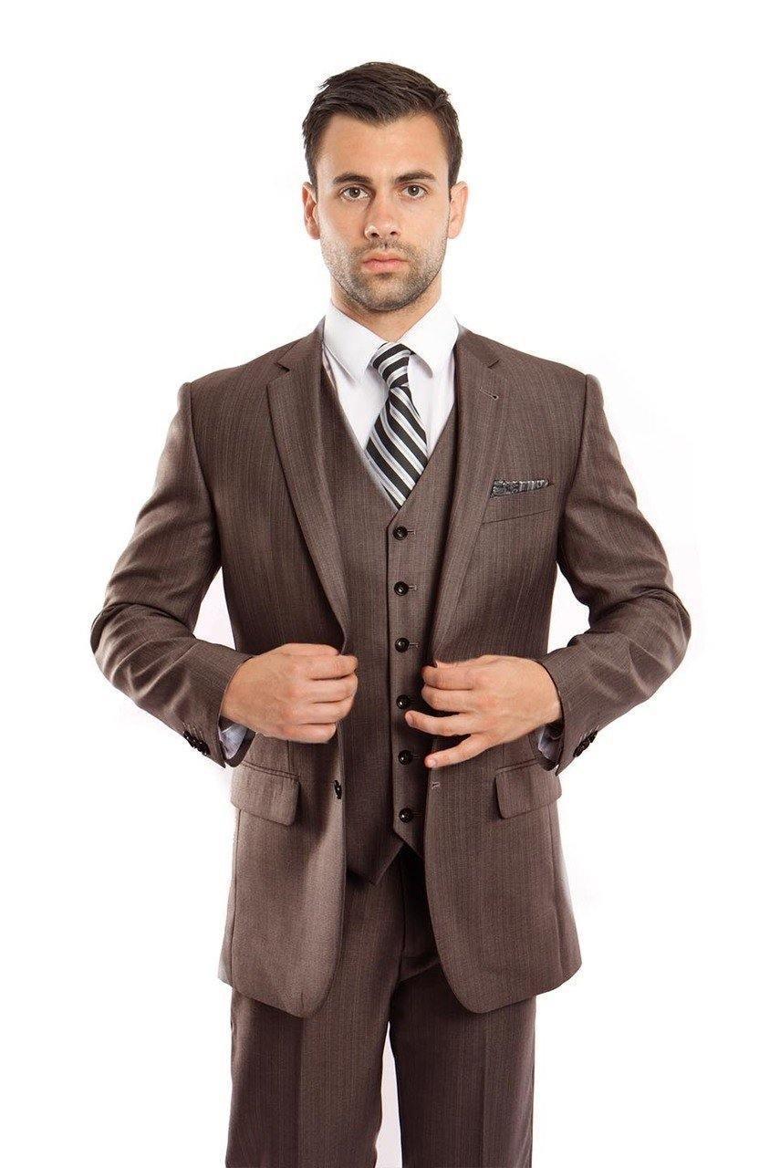 TAZIO COLLECTION Brown Textured 3-Piece Suit for Men | Premium Business & Formal Wear | Perfect for Weddings, Office & Special Occasions