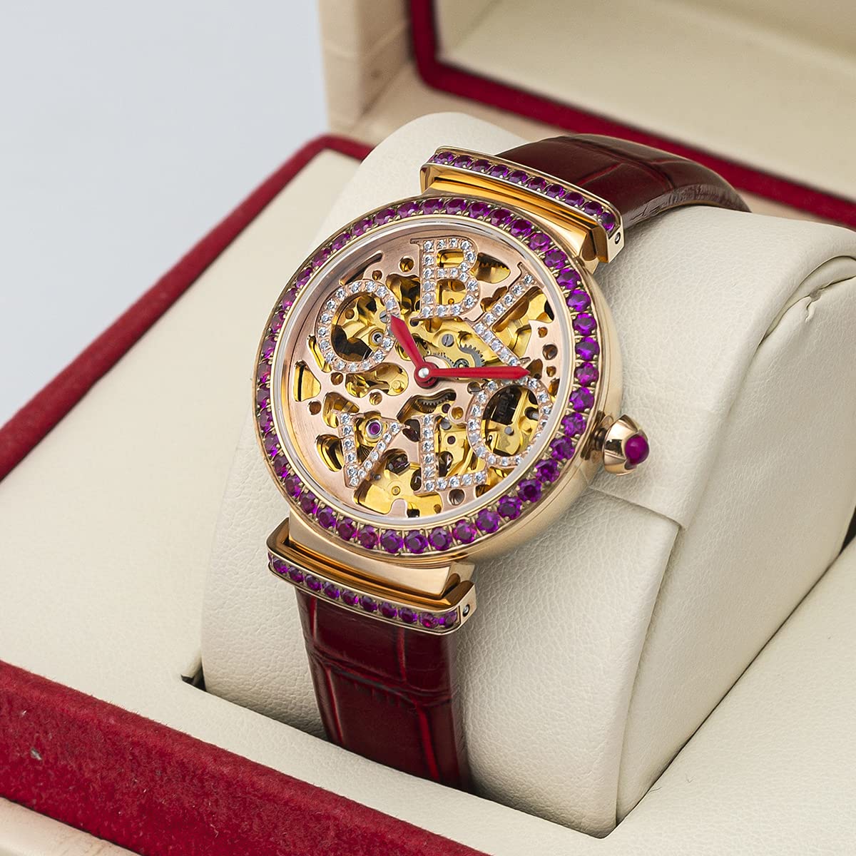 Luxury Rose Gold Automatic Women's Watch with Skeleton Dial - Genuine Leather Strap - Perfect for Business, Party & Everyday Wear