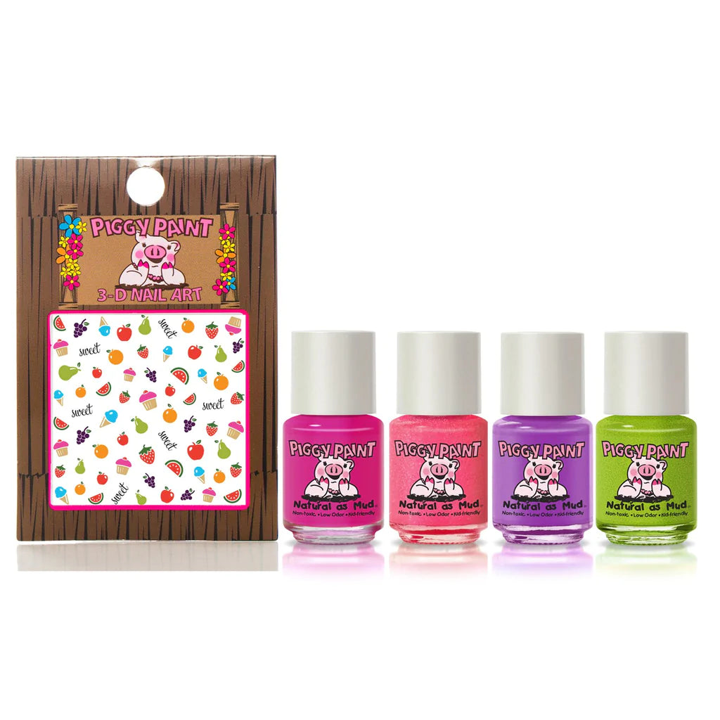 Piggy Paint Cutie Fruity Non-Toxic Nail Polish Gift Set for Kids - Safe, Fun & Easy to Use for Birthday Parties, Playdates & DIY Nail Art