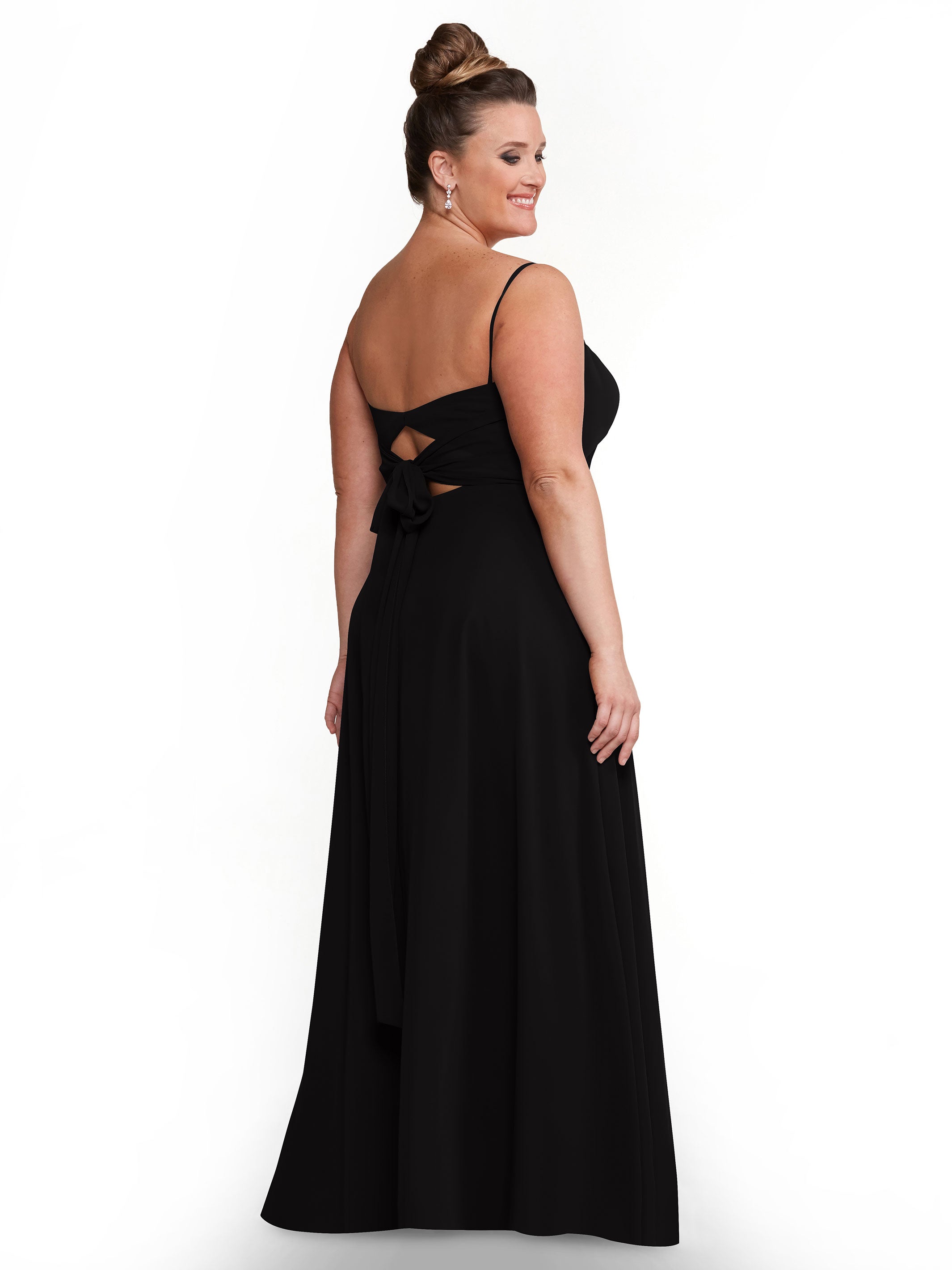 Elegant A-Line Bridesmaid Dress with Flowy Chiffon Skirt & Thigh High Slit - Perfect for Weddings, Formal Events & Special Occasions