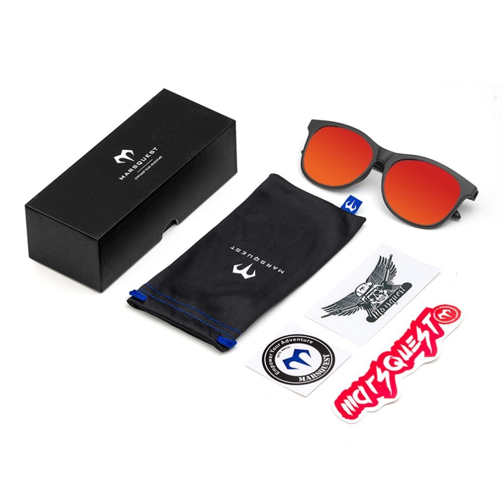 Marsquest Momentum Polarized Sunglasses for Men & Women - Carbon Black & Neon Red UV Protection - Perfect for Running, Cycling, and Outdoor Sports