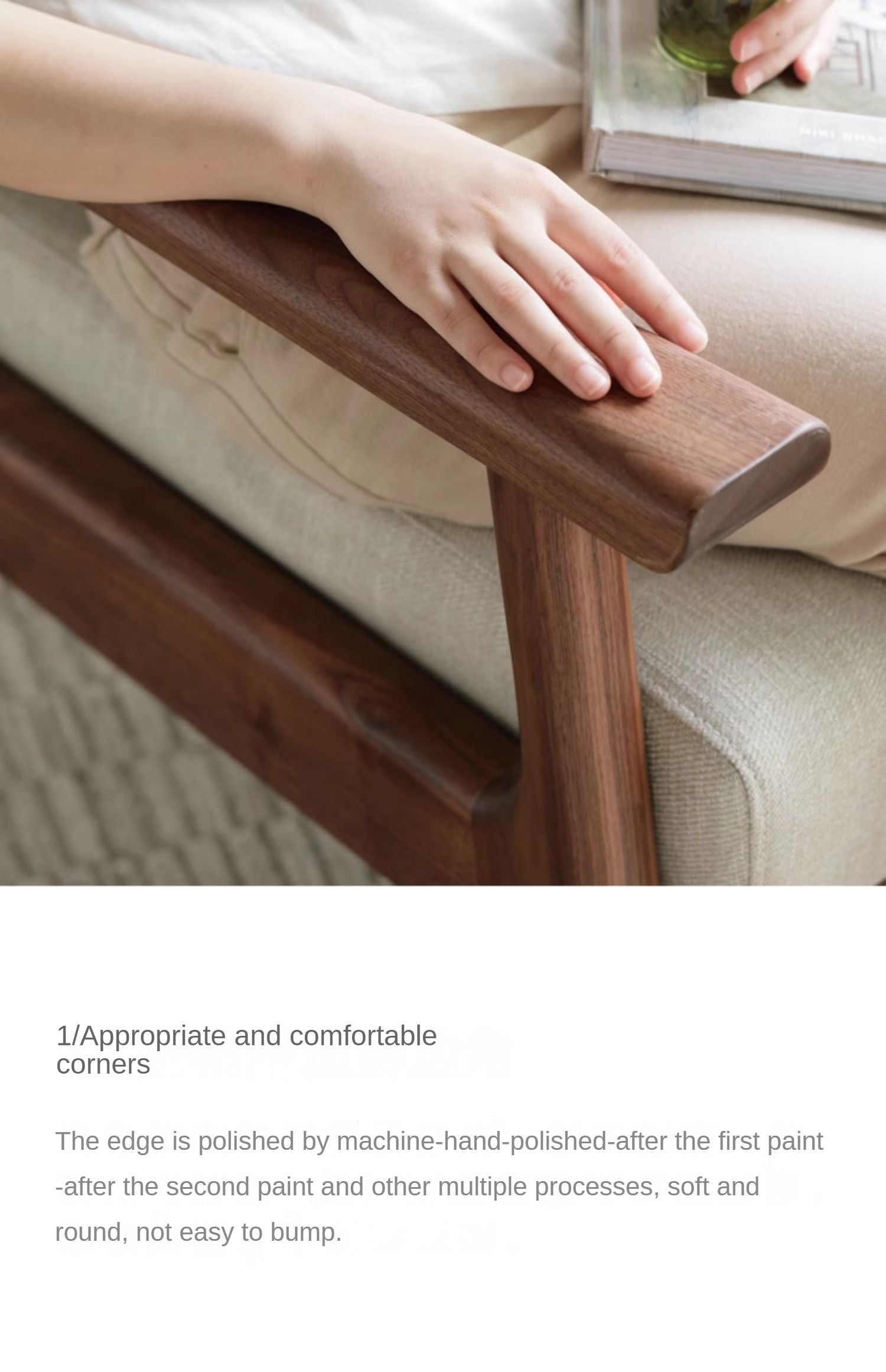Handcrafted Black Walnut Solid Wood Single Sofa Chair - Modern Accent Chair for Living Room, Bedroom & Office - Perfect for Reading Nook, Lounge Area or Home Decor