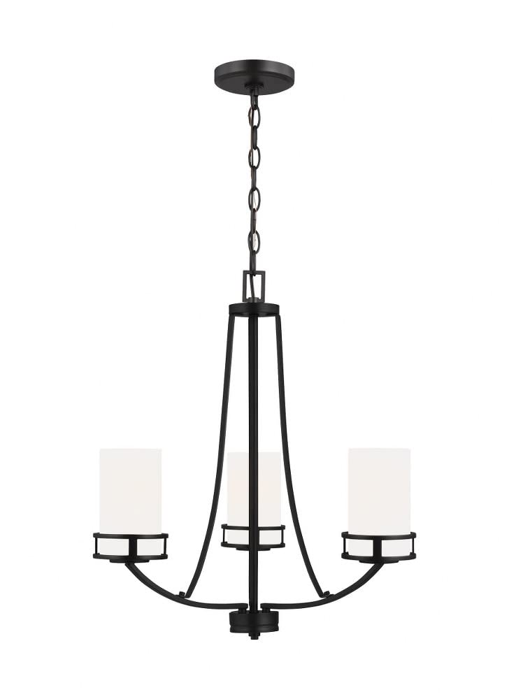 Generation Lighting 3-Light Robie Chandelier in Midnight Black (3121603-112) - Modern Ceiling Light Fixture for Dining Room & Living Room Decor | Compatible with A19 Standard & LED Bulbs | Perfect for Home Lighting & Interior Design