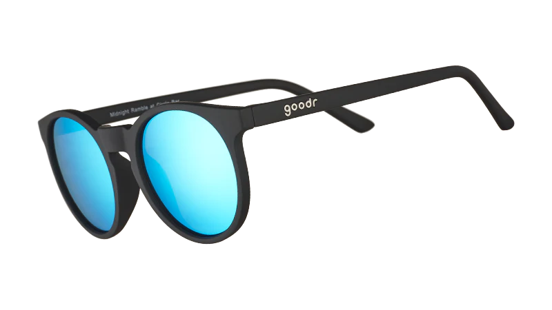 Goodr Midnight Ramble at Circle Bar Sunglasses - Polarized UV Protection for Running, Cycling & Outdoor Sports - Stylish Retro Aviator Shades for Men & Women