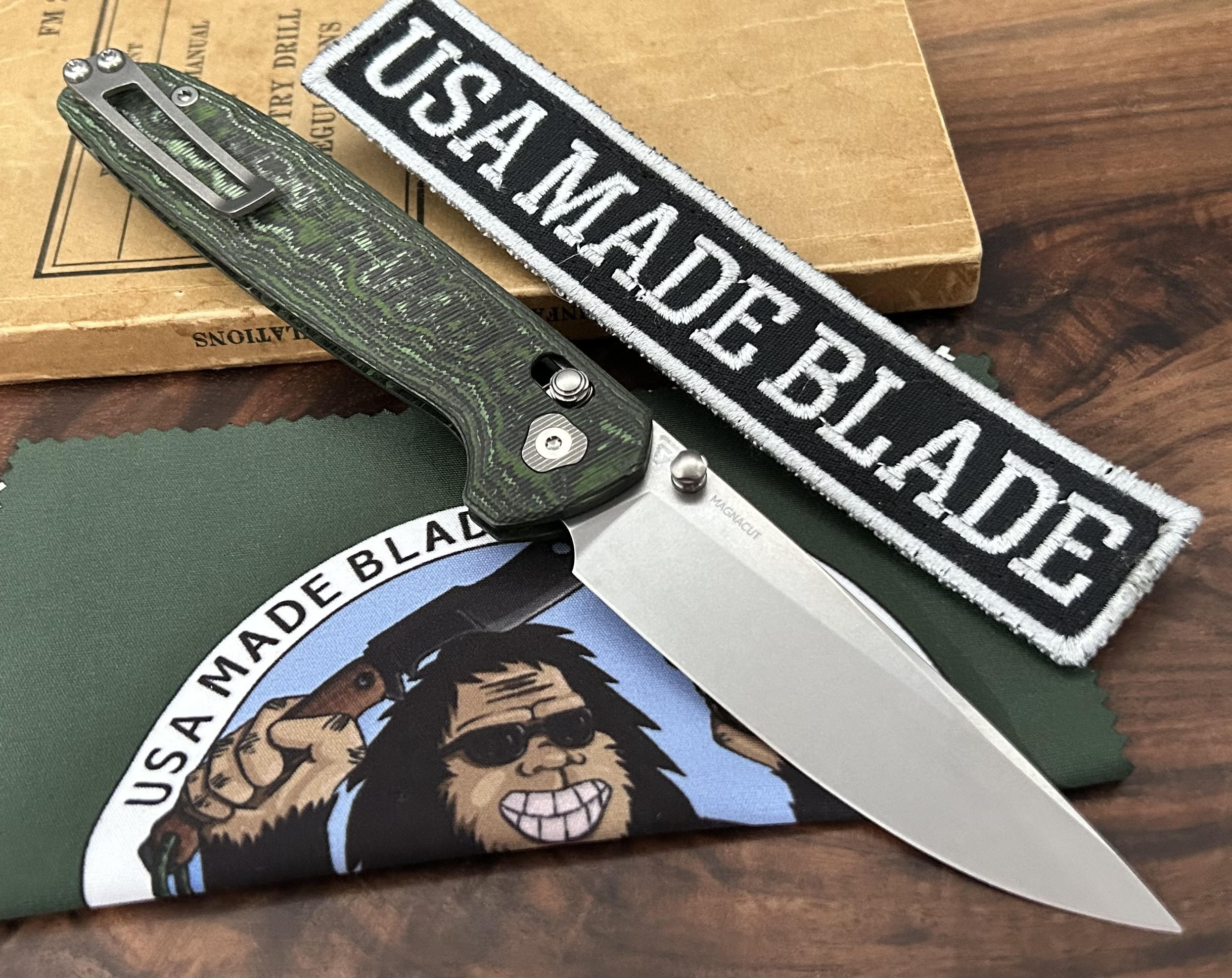 Tactical Knife Maverick Folding Knife with Magnacut Blade - Fat Carbon Jungle Wear Handles & Crossbar Lock - EDC, Outdoor Survival, Hunting, Camping Gear
