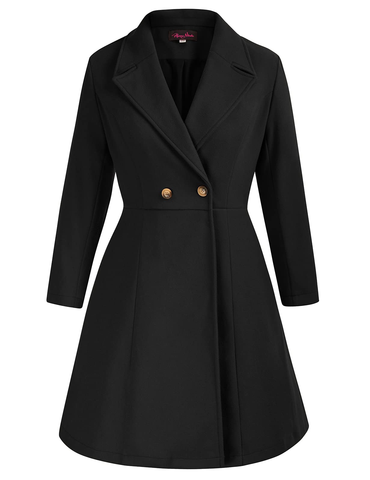 Hanna Nikole Women's Plus Size Wool Pea Coat - Double Breasted Long Trench Coat for Winter Warmth | Office, Date Night & Formal Occasions