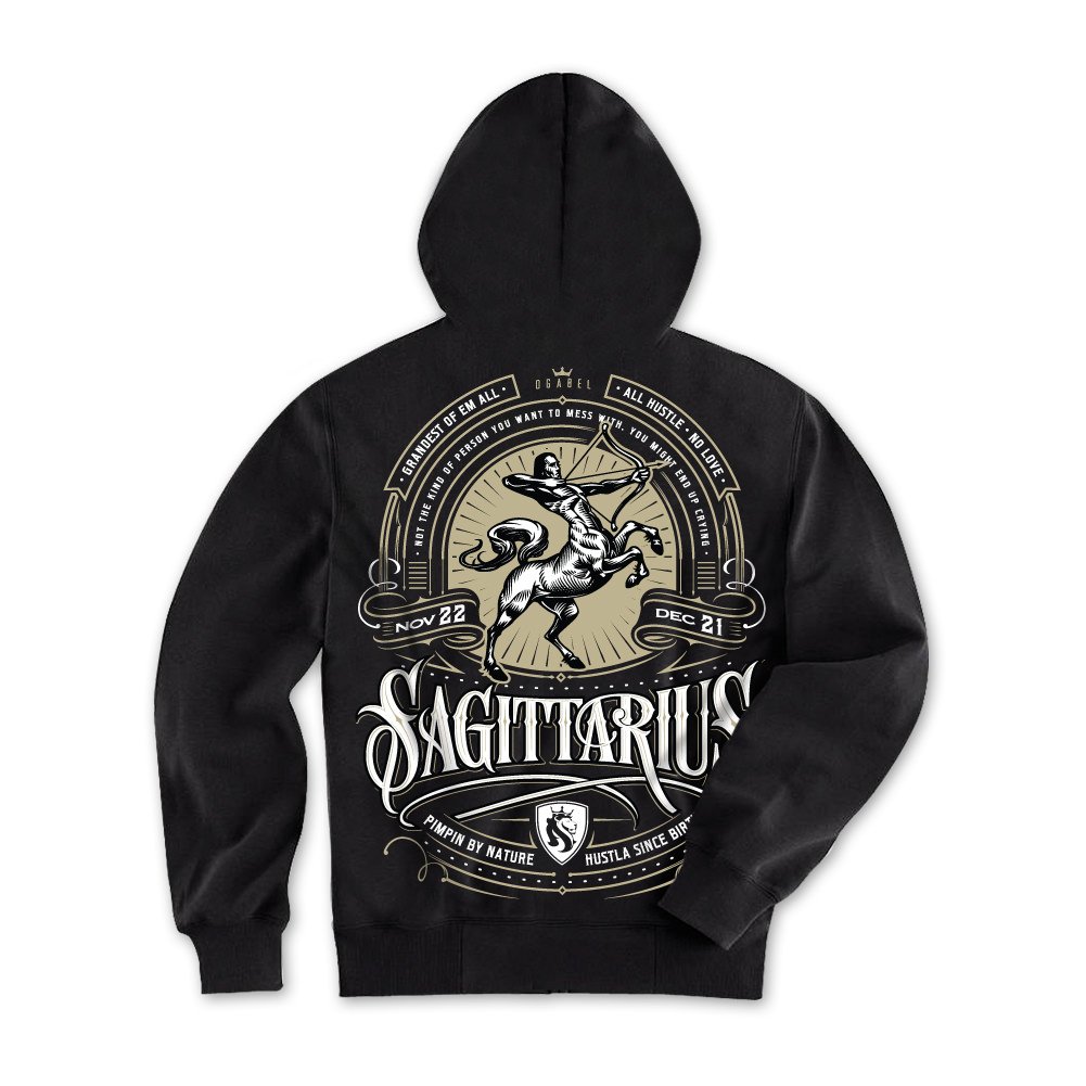 OGABEL Men's Sagittarius Hoodie - Black Zodiac Sweatshirt for Men | Perfect for Casual Wear, Street Style & Winter Comfort
