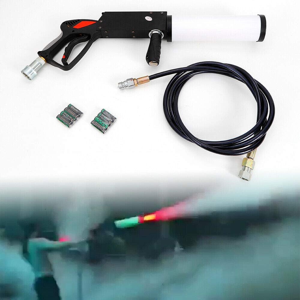 LED CO2 Cryo Cannon Fog Machine Gun - 3M Hose, Special Effects for Stage, Night Club, DJ Party, Halloween & Event Lighting