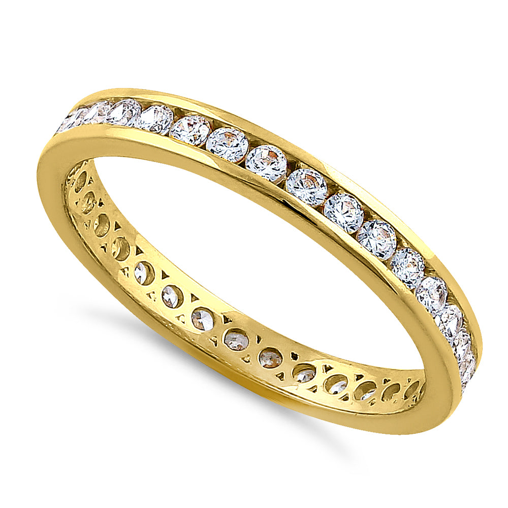 14K Yellow Gold Stackable Eternity Diamond Wedding Band Ring - Perfect for Anniversary Gifts, Bridal Jewelry & Everyday Luxury Wear