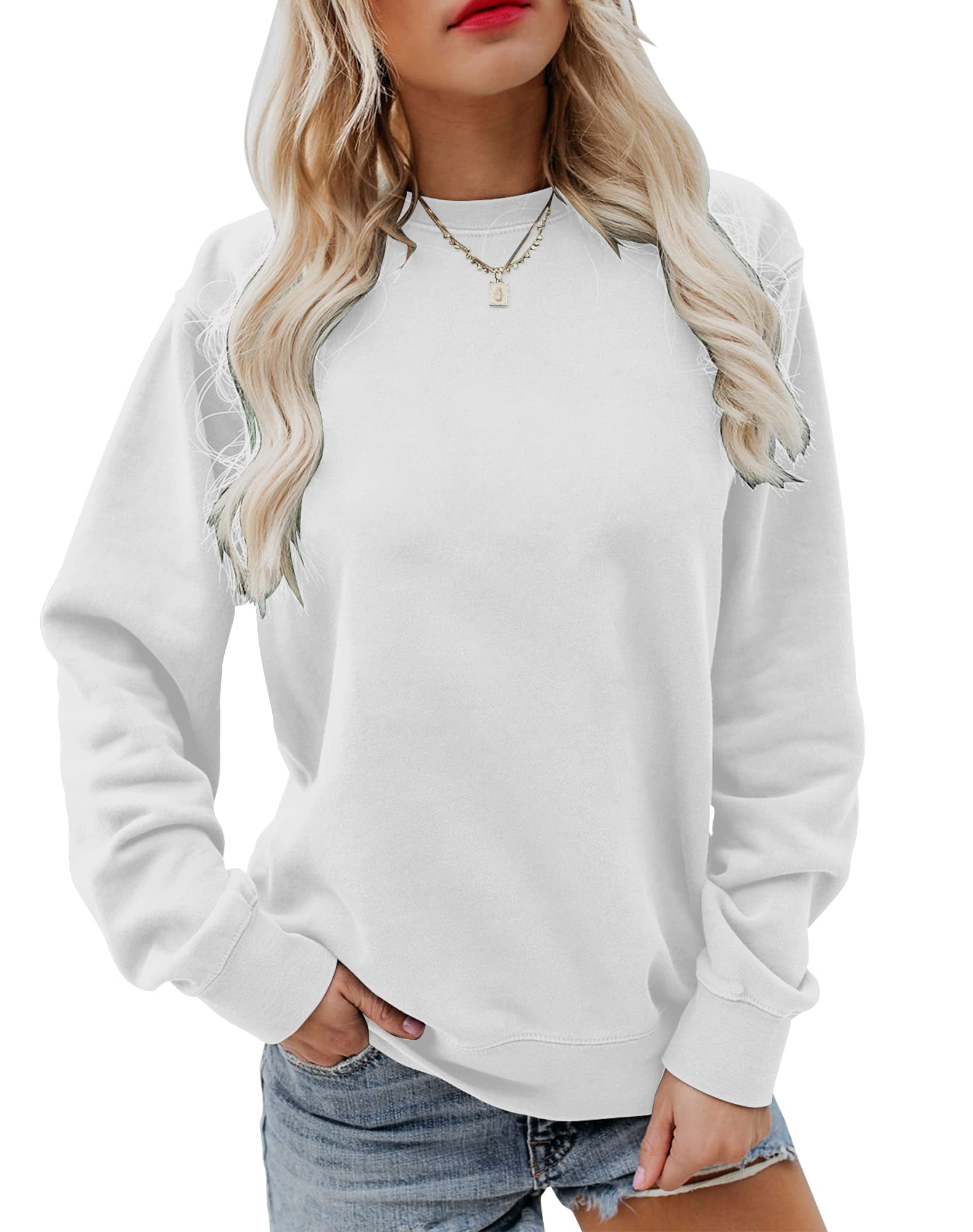 Women's Casual Long Sleeve Pullover Sweatshirt - Soft Round Neck Fall Tops for Everyday Wear, Lounge & Outdoor Activities