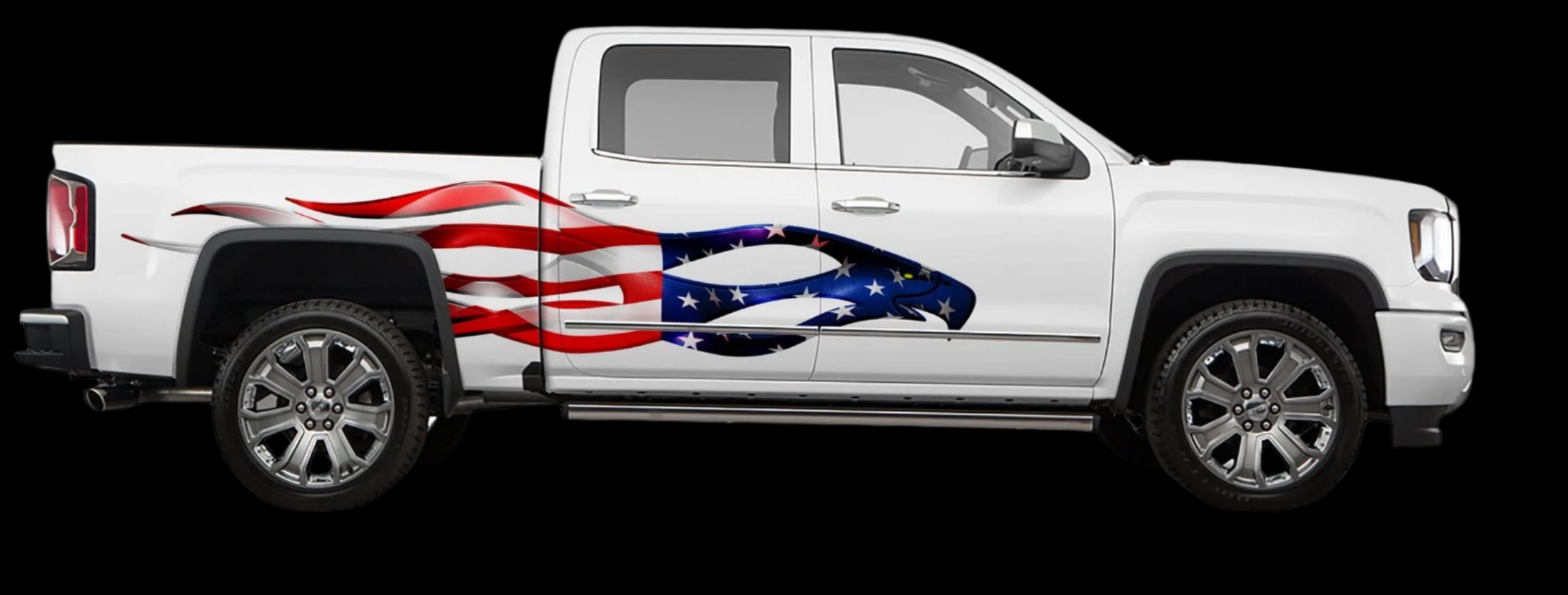 Patriotic American Flag Eagle Flames Vinyl Decals for Cars & Trucks - High-Quality Vehicle Graphics for Auto Enthusiasts & Patriotic Drivers