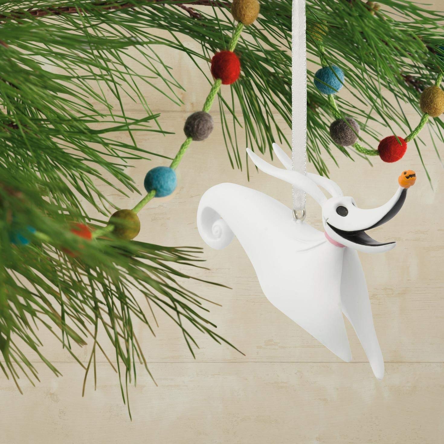 Hallmark Disney The Nightmare Before Christmas Jack Skellington & Zero Dog Christmas Tree Ornament - Perfect for Holiday Decor, Gift Giving & Disney Collectors