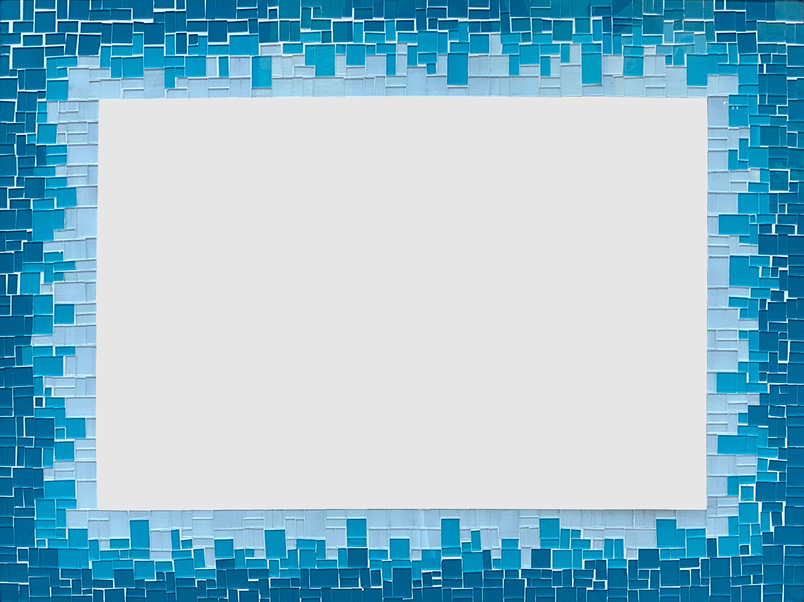 Handcrafted Sea-Blue Turquoise White Mosaic Wall Mirror - 32