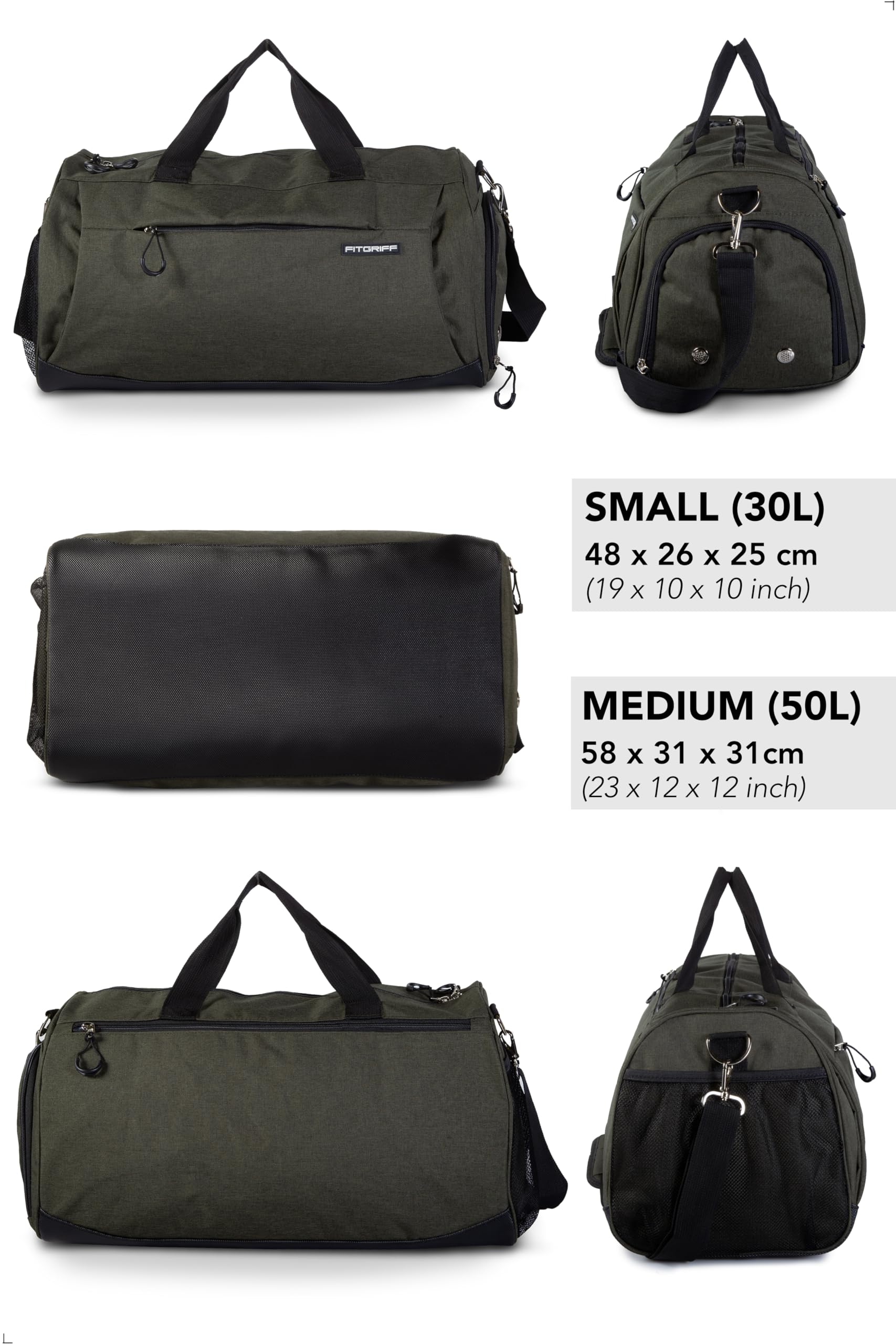 Fitgriff® Gym Bag for Men & Women - Durable Sports Duffle Bag with Separate Shoe & Wet Compartments - Perfect for Travel, Workout, Fitness & Gym - Ideal for Gym Locker, Sports Practice & Weekend Getaways