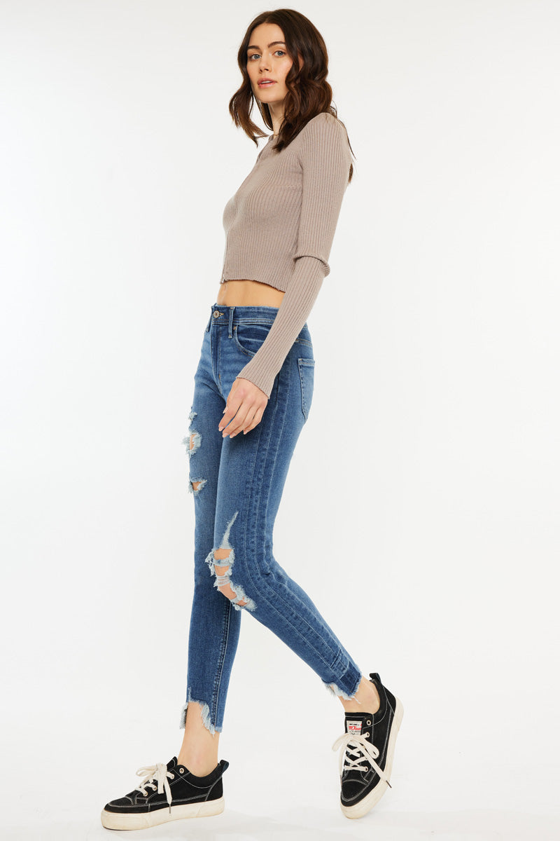 Luna High Rise Ankle Skinny Jeans for Women - Stretchy Denim Pants, Slim Fit, Comfortable Everyday Wear - Perfect for Work, Date Night & Casual Outings