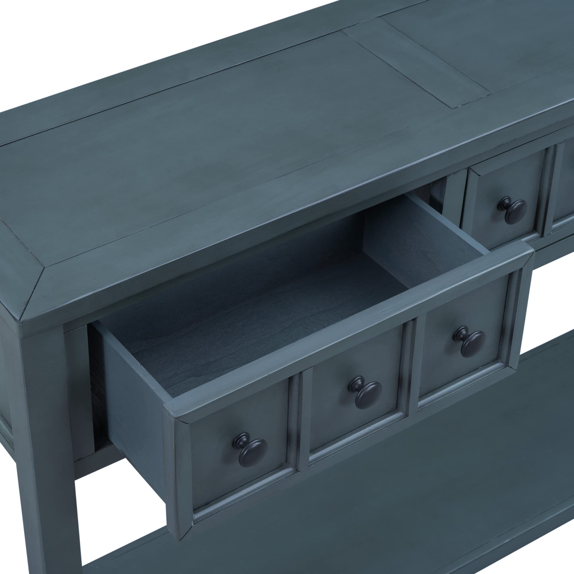 Merax Farmhouse Console Table with Storage Drawers & Bottom Shelf - Rustic Entryway Hall Table, Narrow Sofa Table for Living Room, Bedroom, or Office - Navy Blue Home Decor Furniture for Small Spaces