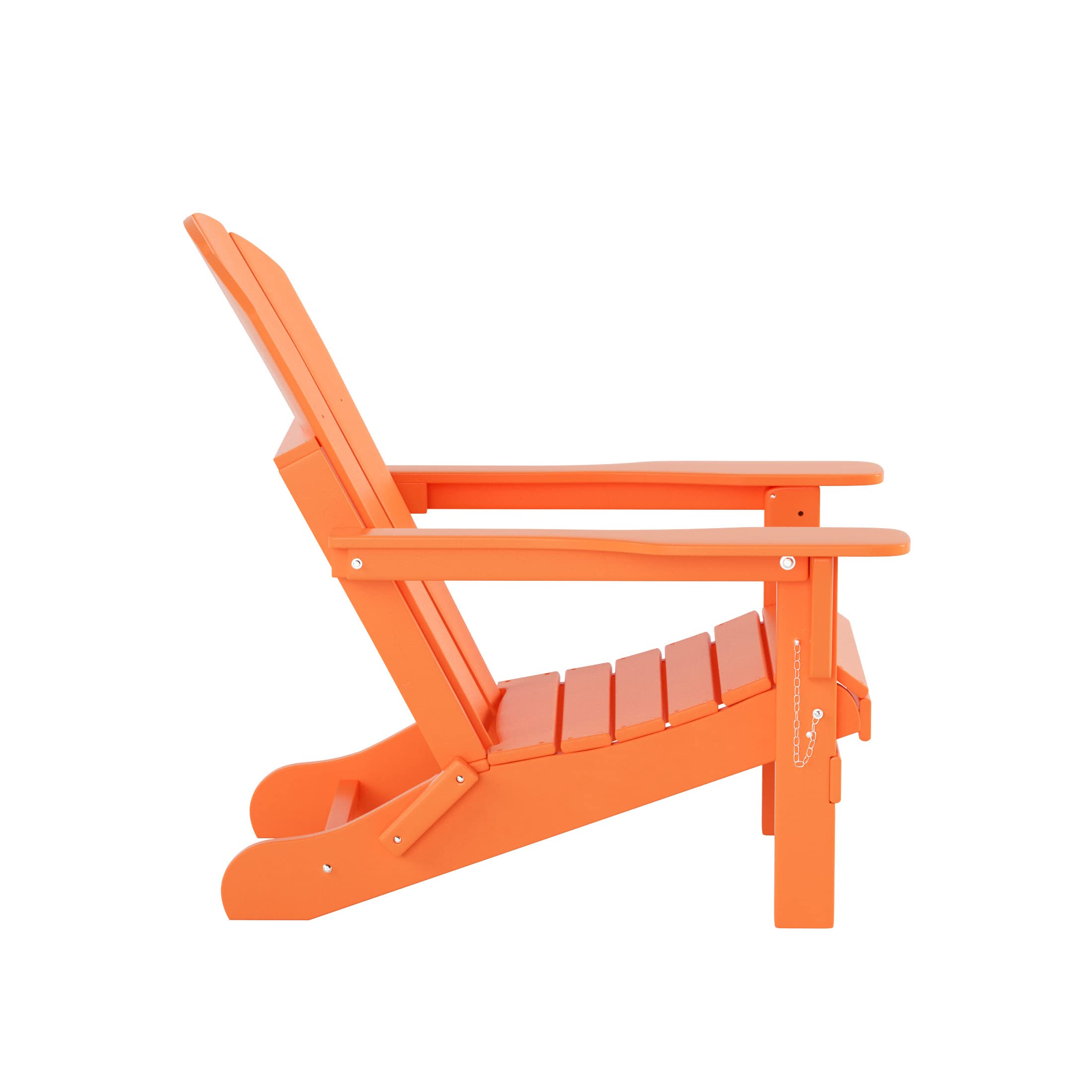 WO Home Furniture 2-Piece Adirondack Chair and Side Table Set - Weatherproof & UV Resistant Outdoor Folding Chairs for Lawn, Garden, Patio, Balcony, Campfire - Orange (Perfect for Backyard Relaxation, Poolside Lounging, and Outdoor Entertaining)